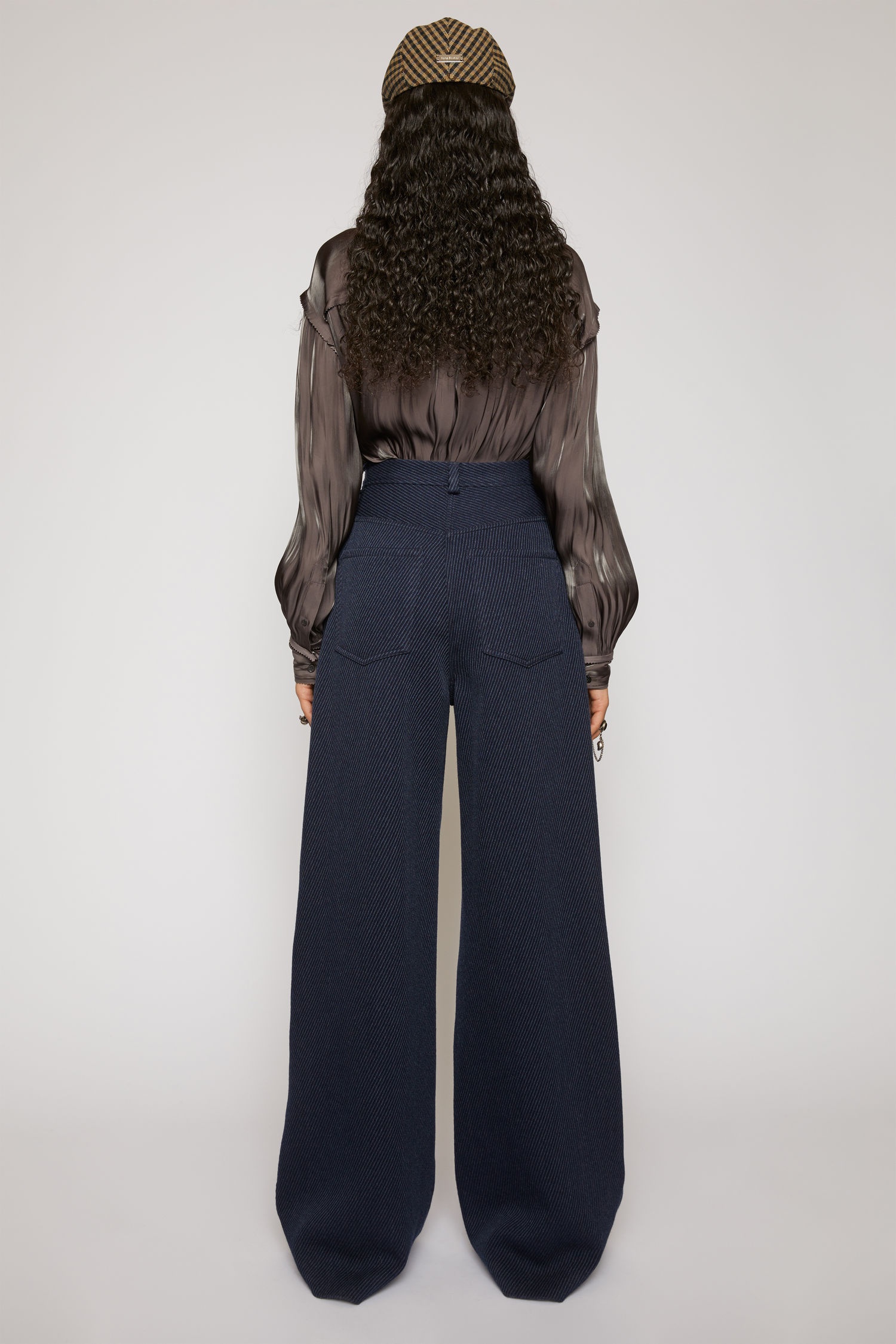 Wide-leg twill trousers navy/black - 4