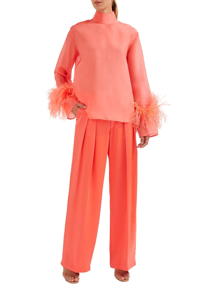 LAPOINTE Organza Top With Feathers outlook