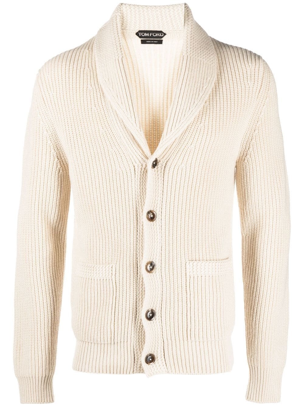 shawl-lapels ribbed-knit cardigan - 1