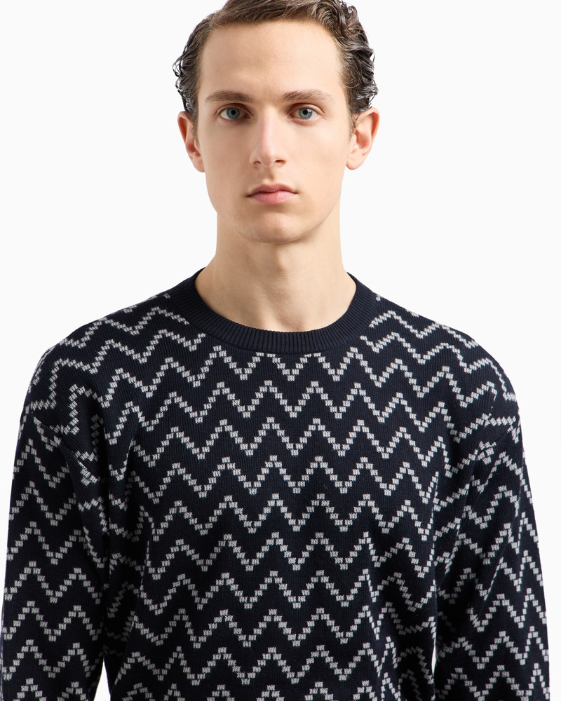 CREW-NECK JACQUARD COTTON AND CASHMERE JUMPER 5
