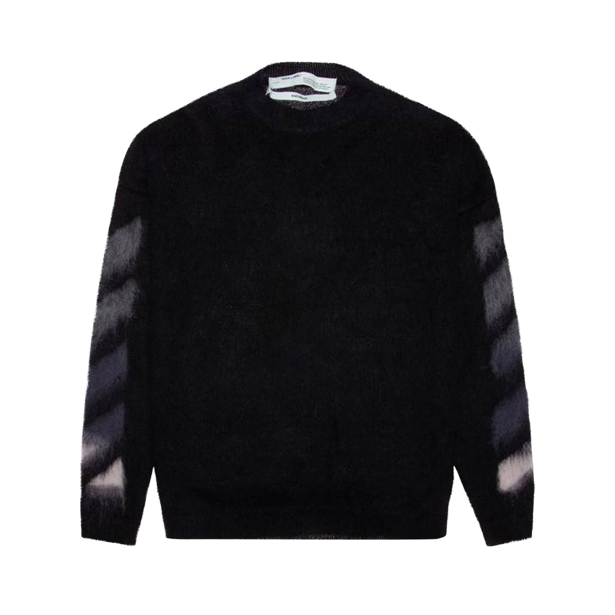 Off-White Diag Brushed Mohair Crewenck 'Black' - 1