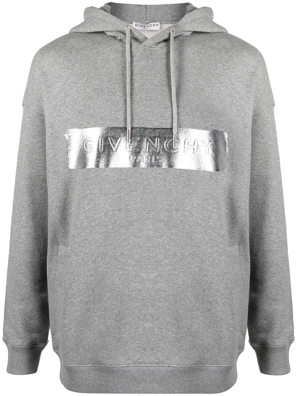 brushed logo cotton hoodie - 1