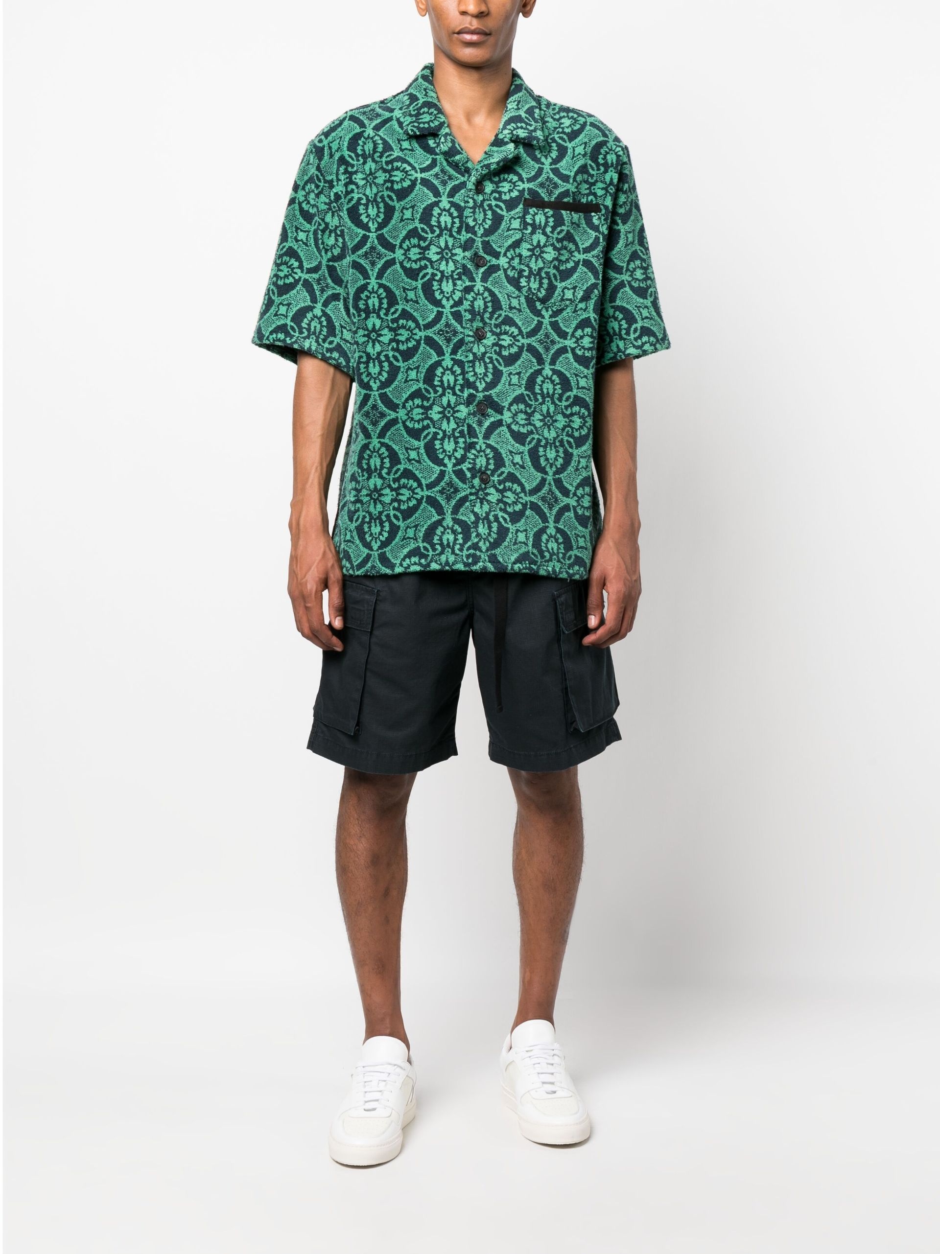 Green Oriental Towel Bowling Shirt - 2