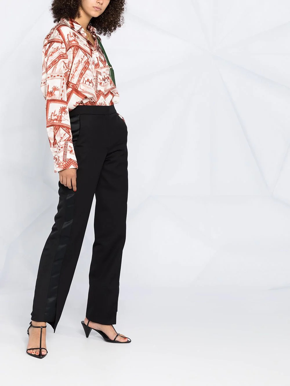 panelled asymmetric straight-leg trousers - 4