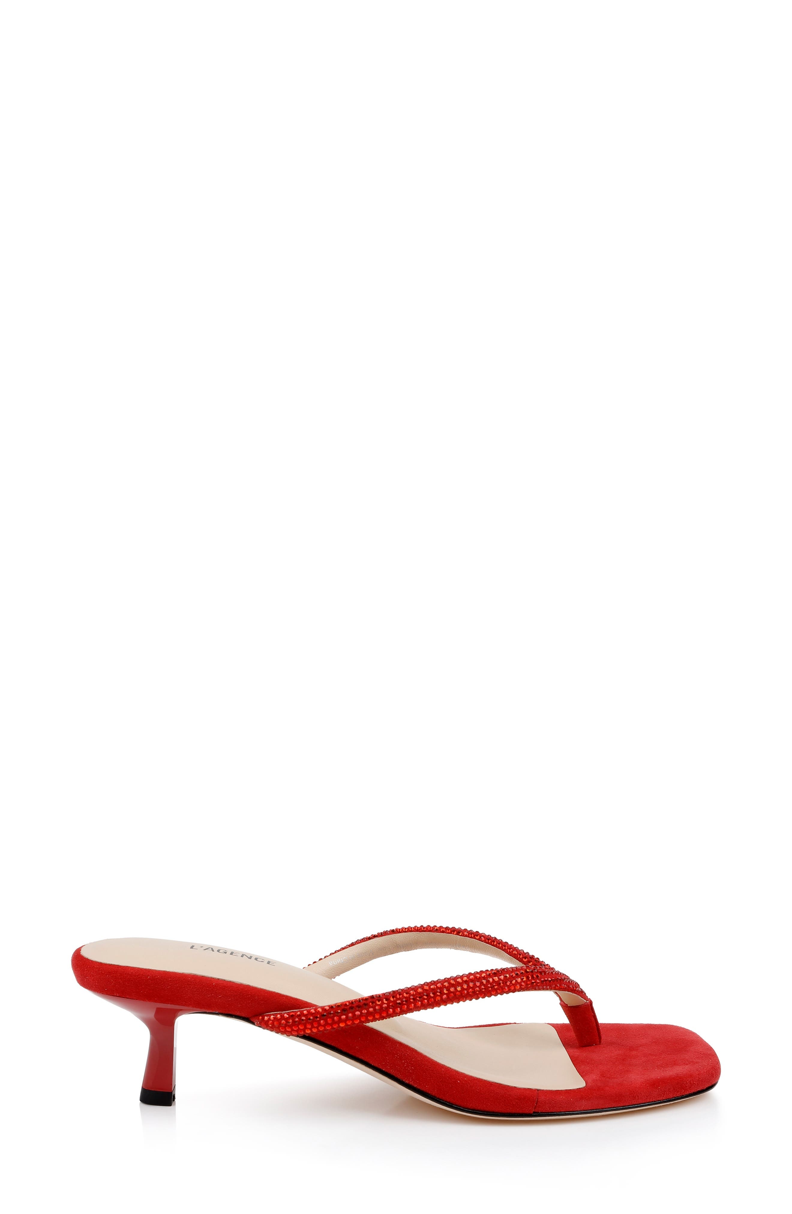 L'AGENCE Hortense Kitten Heel Sandal in Red Suede at Nordstrom - 3