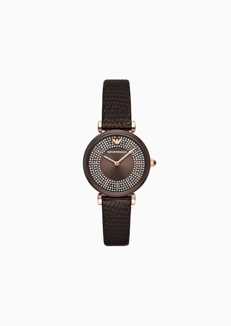 Two-Hand Brown Leather Watch - 1