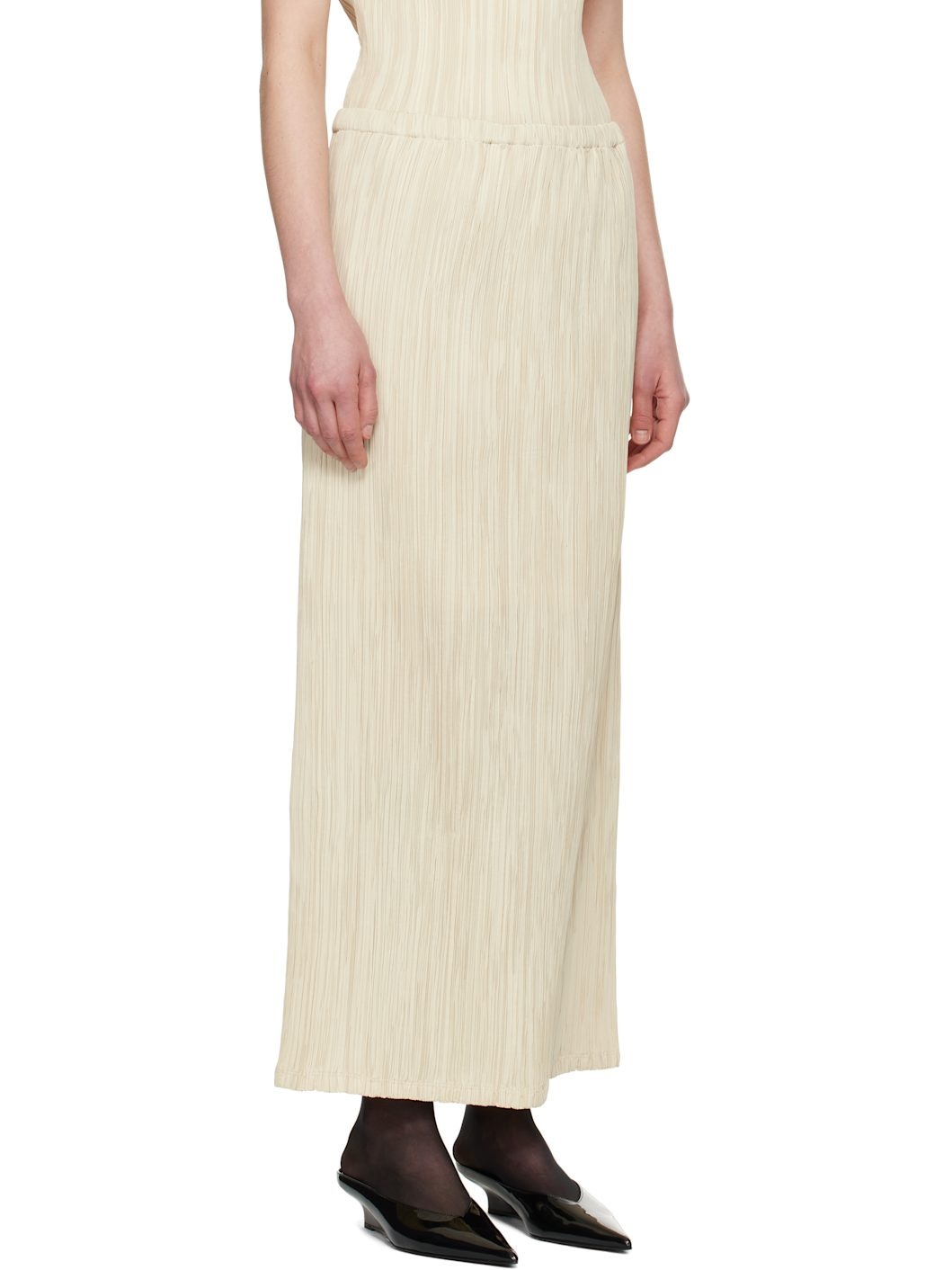 Beige Freya Pleats Midi Skirt - 2