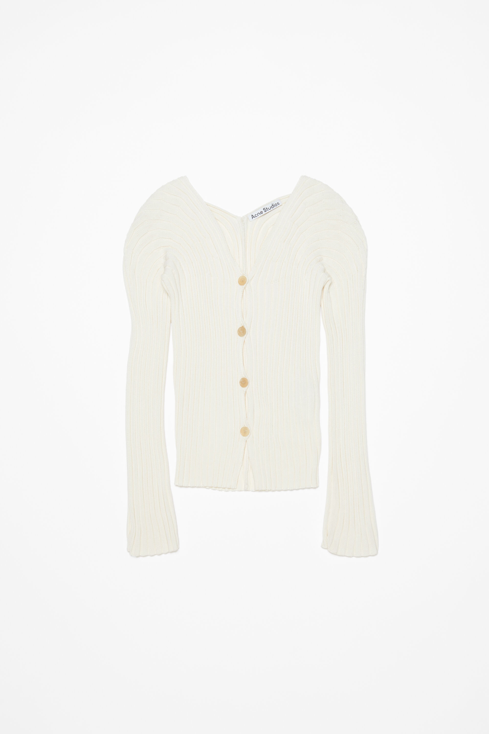 Button-up rib cardigan - Off white - 6