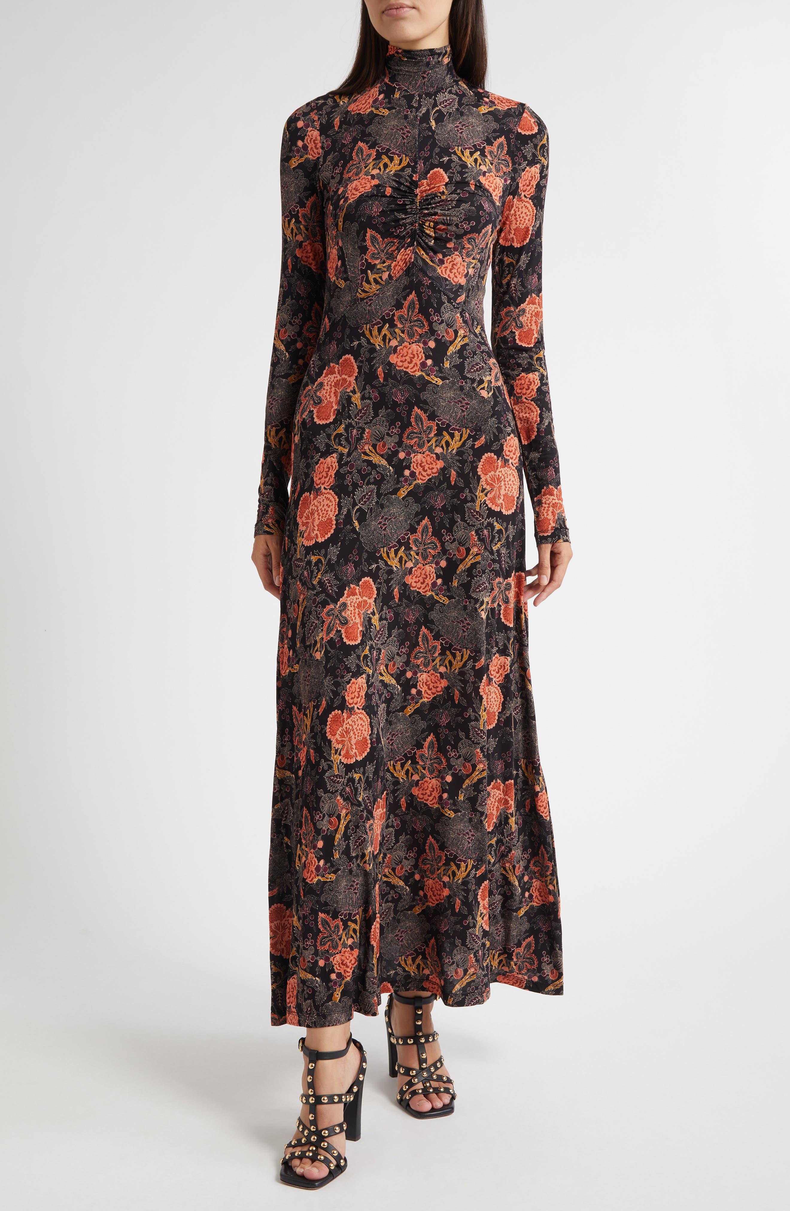 Ulla Johnson Koa Allover Print Long Sleeve Jersey Dress in Desert Jasper at Nordstrom - 1