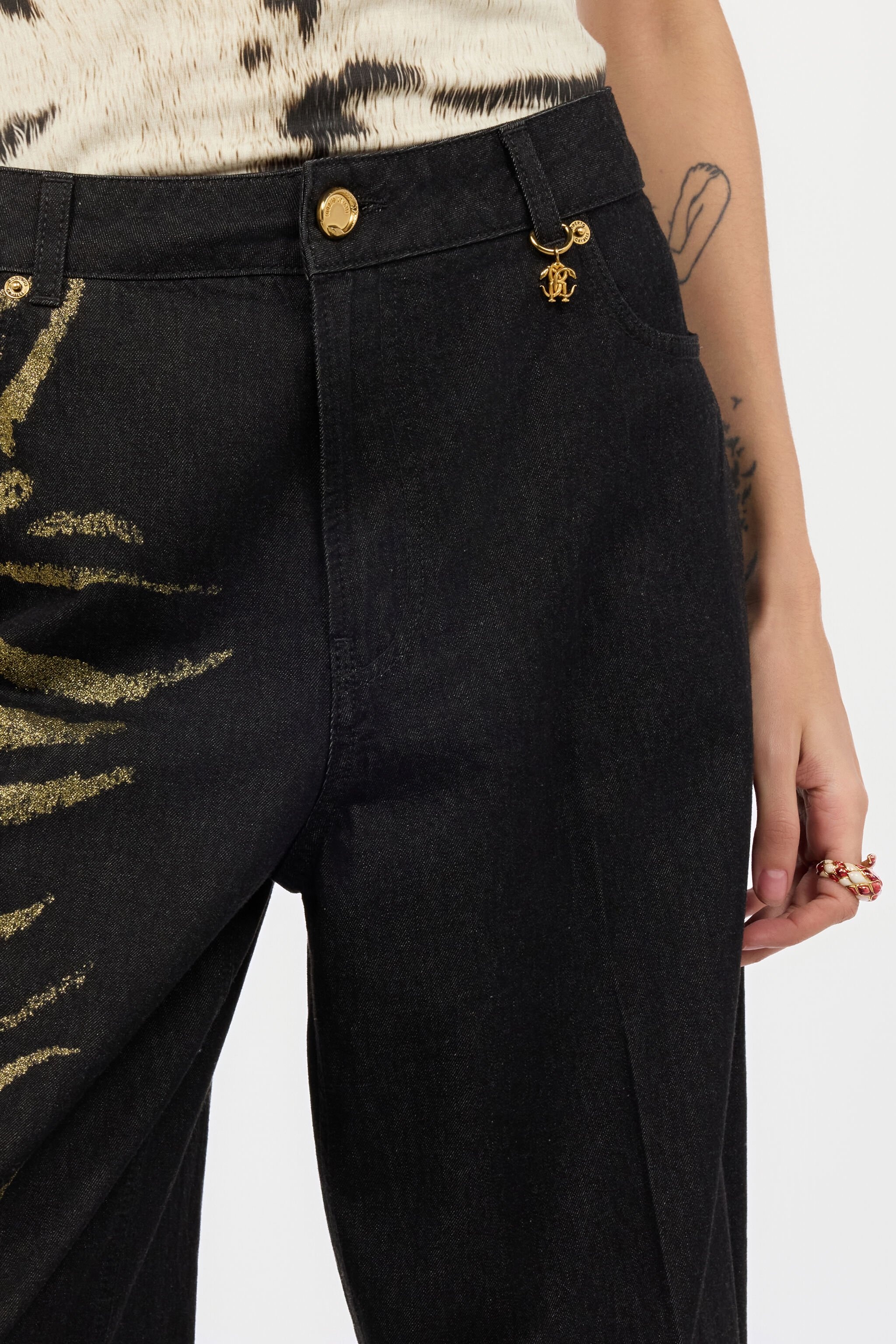 Jeans With Zebra Print On Side - 6