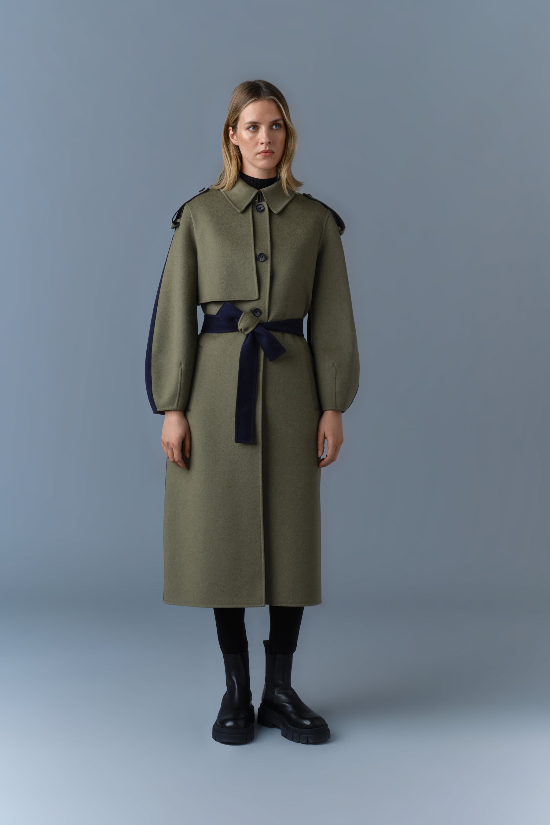 CEYLA Double-Face Wool Coat with Sash Belt - 3