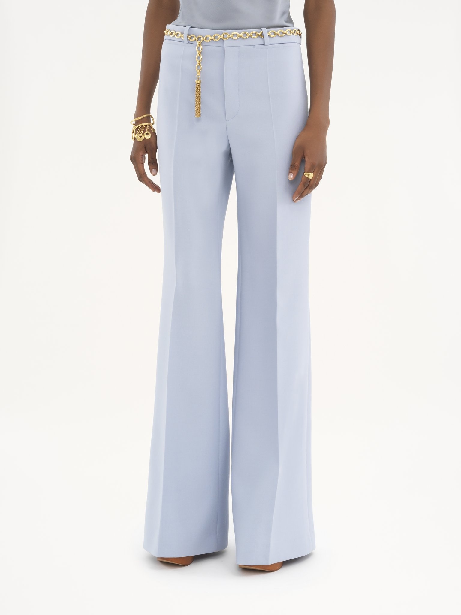 FLARED TAILORED PANTS IN WOOL CRÊPE - 4