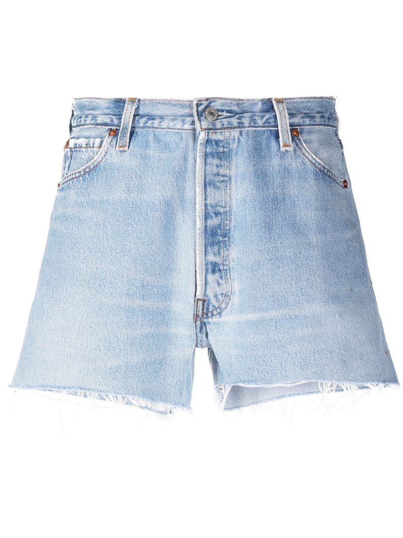 high-rise raw-cut denim shorts - 1