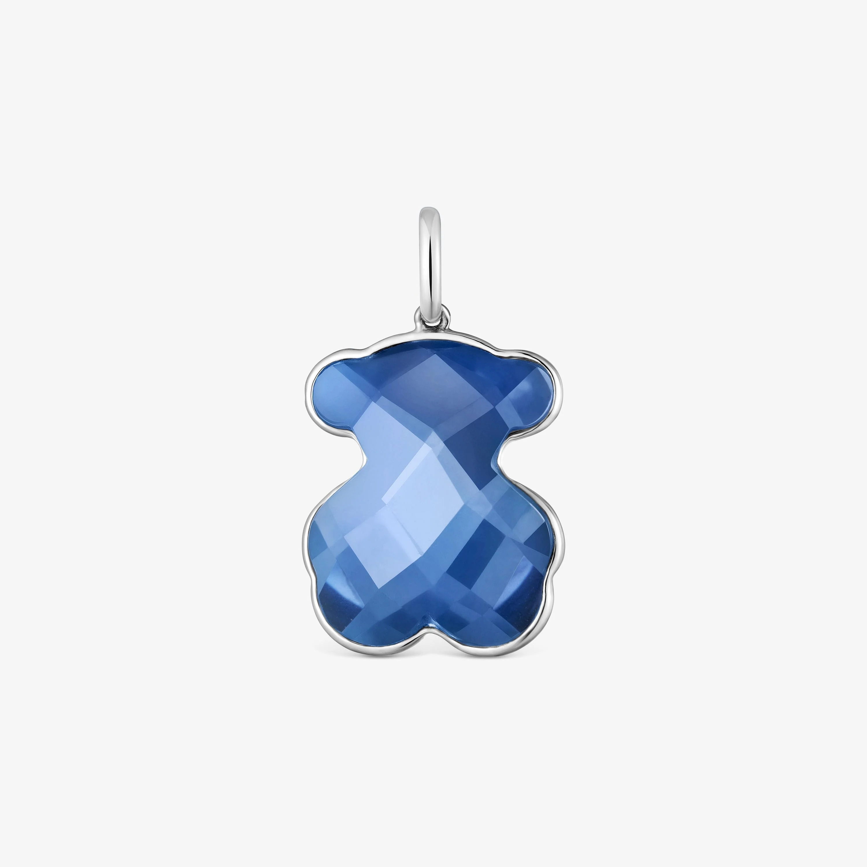 14K white gold and lab-grown sapphire bear Pendant Icon Color LGG - 1