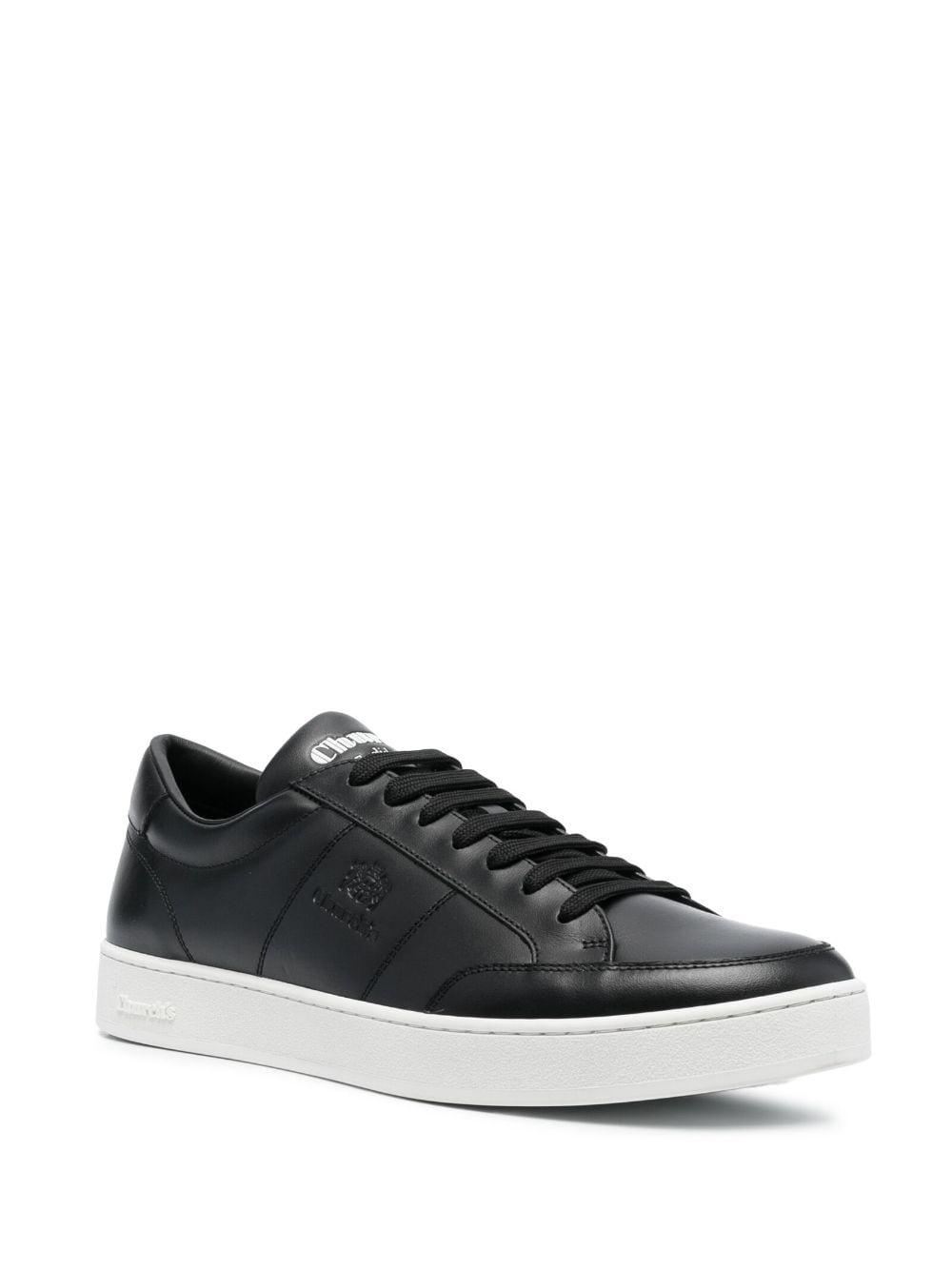 logo-debossed leather sneakers - 3