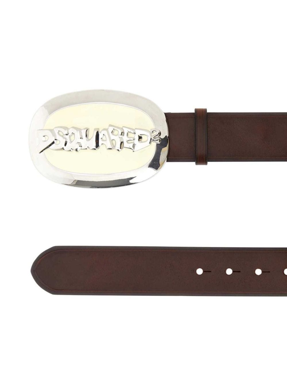logo-buckle leather belt - 2