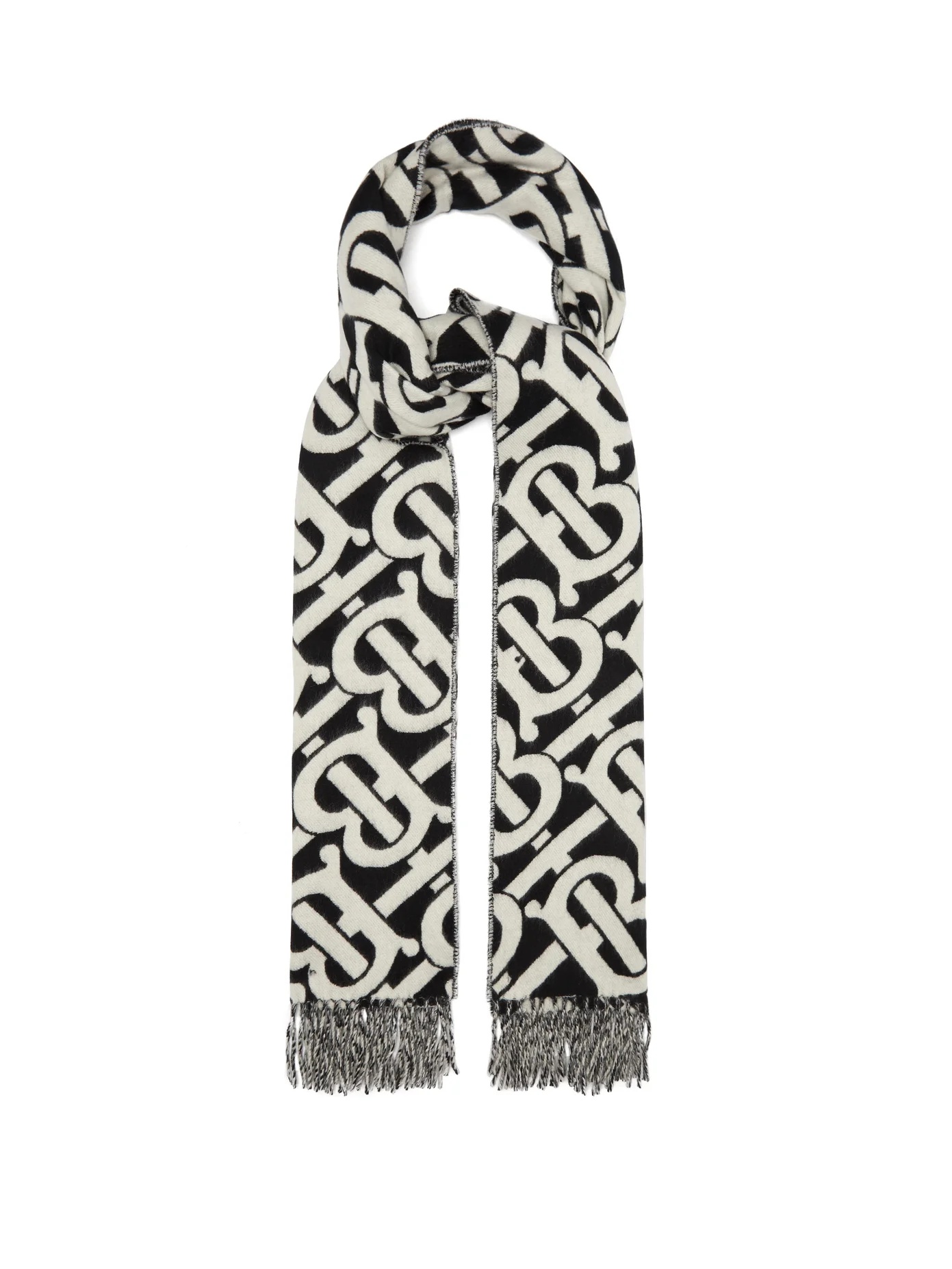 TB-jacquard cashmere-twill scarf - 1