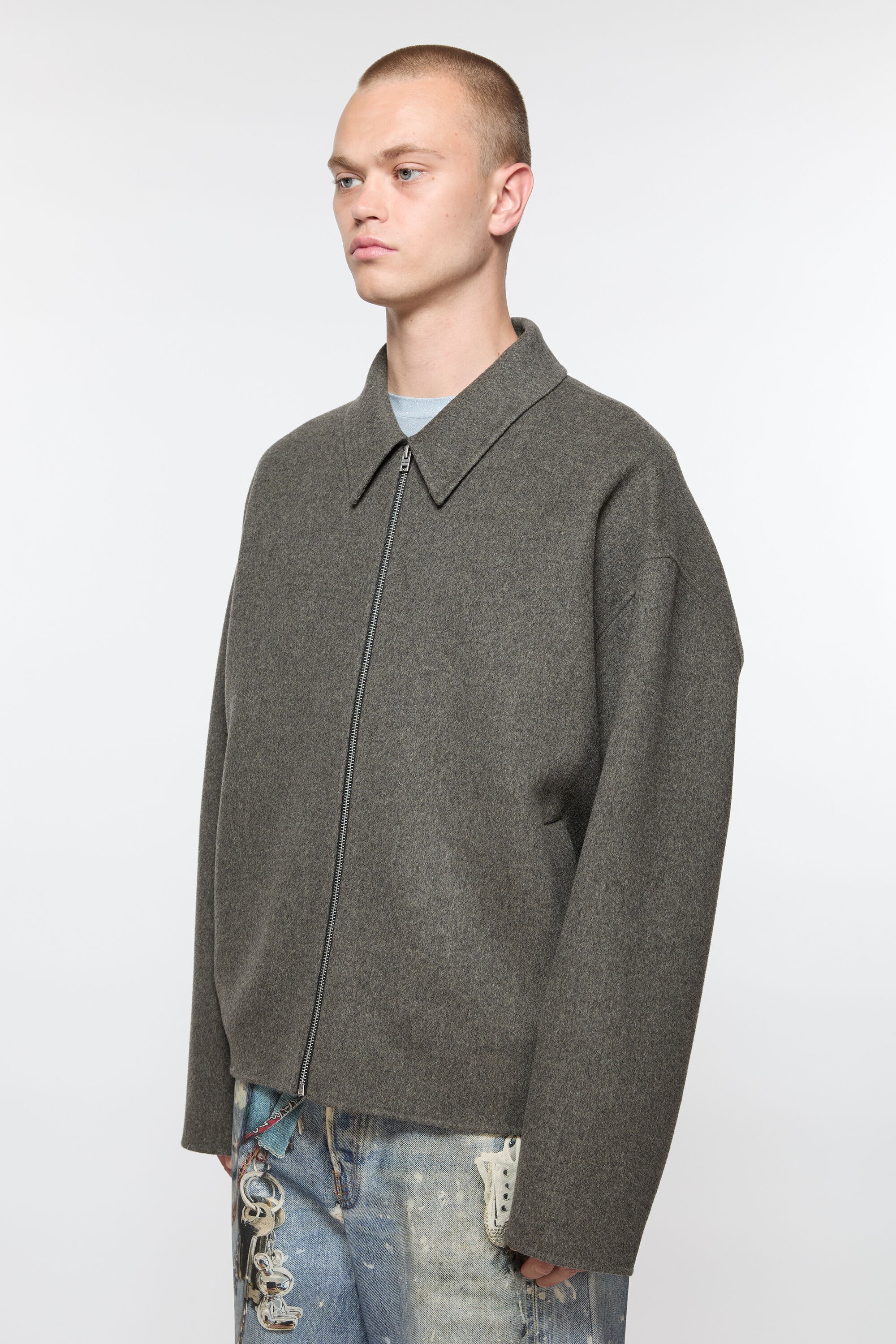 Wool zipper jacket - Graphite grey - 3