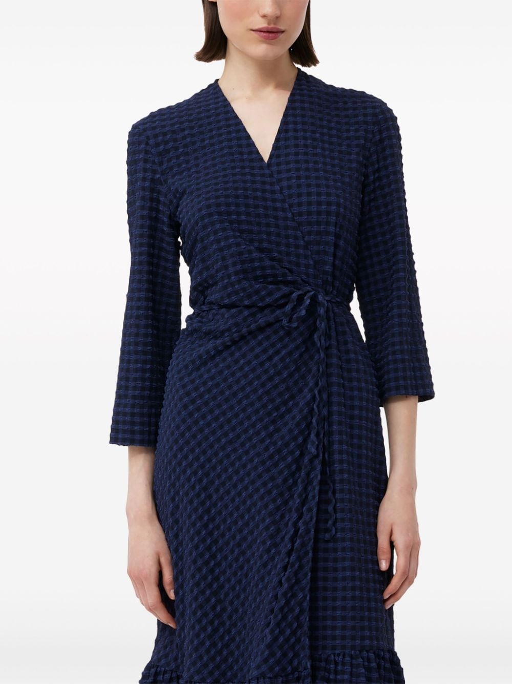 gingham-check pattern wrap midi dress - 5