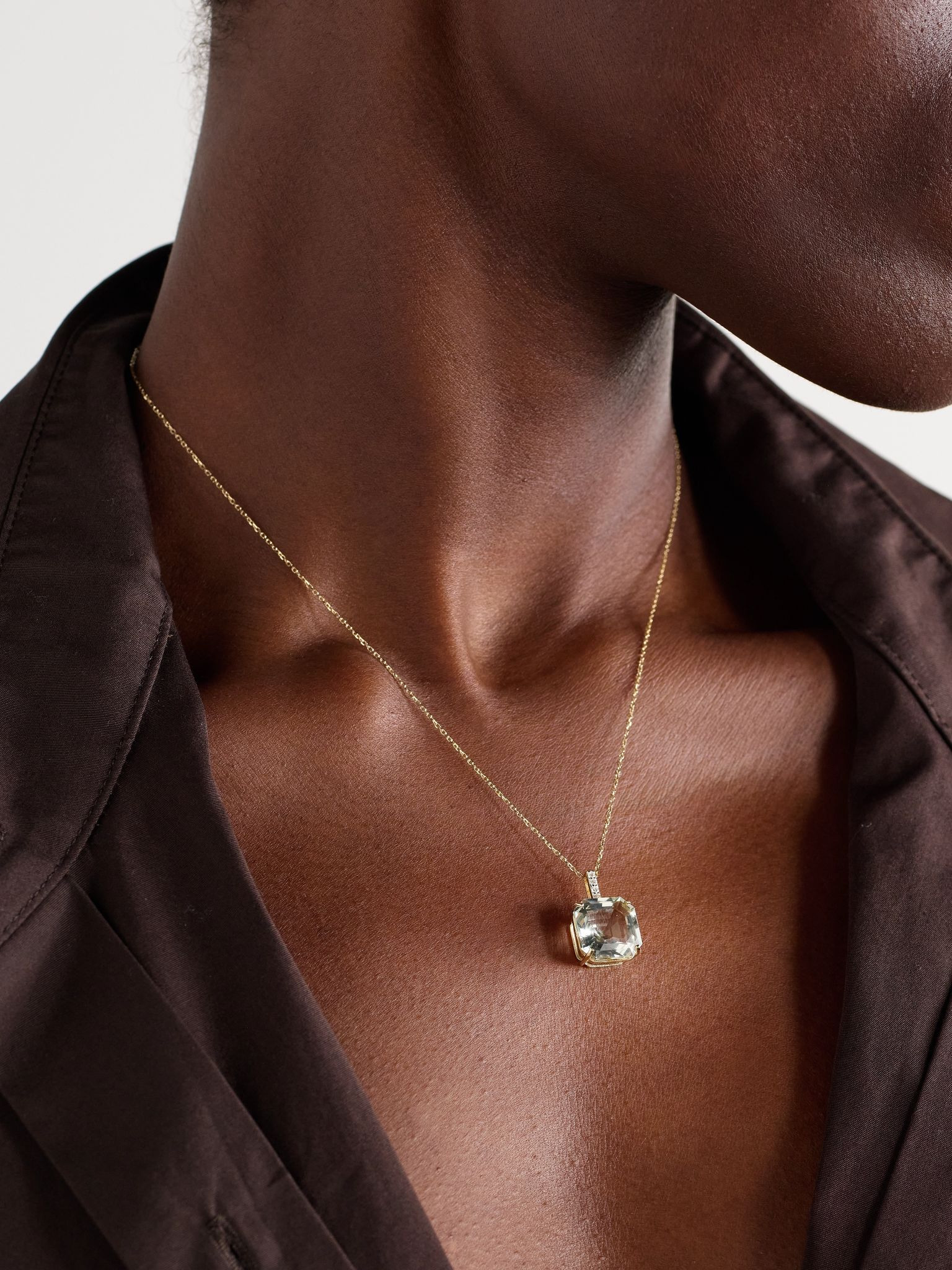 14-karat gold topaz and diamond necklace Gold - 2