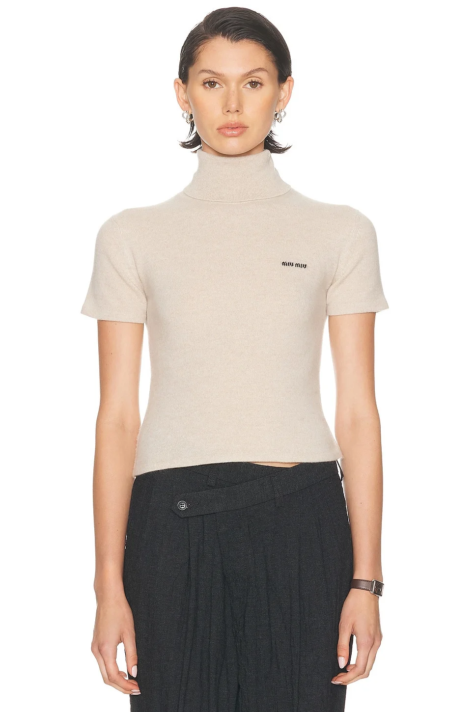 Turtleneck Short Sleeve Top - 1