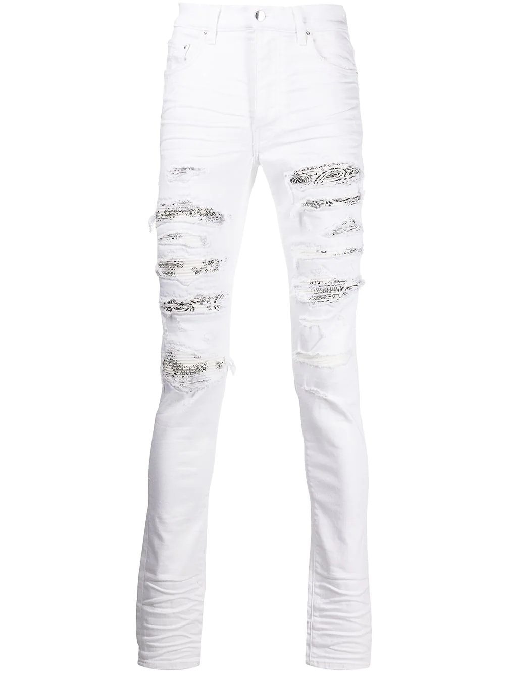 bandana-detail distressed-effect jeans - 1