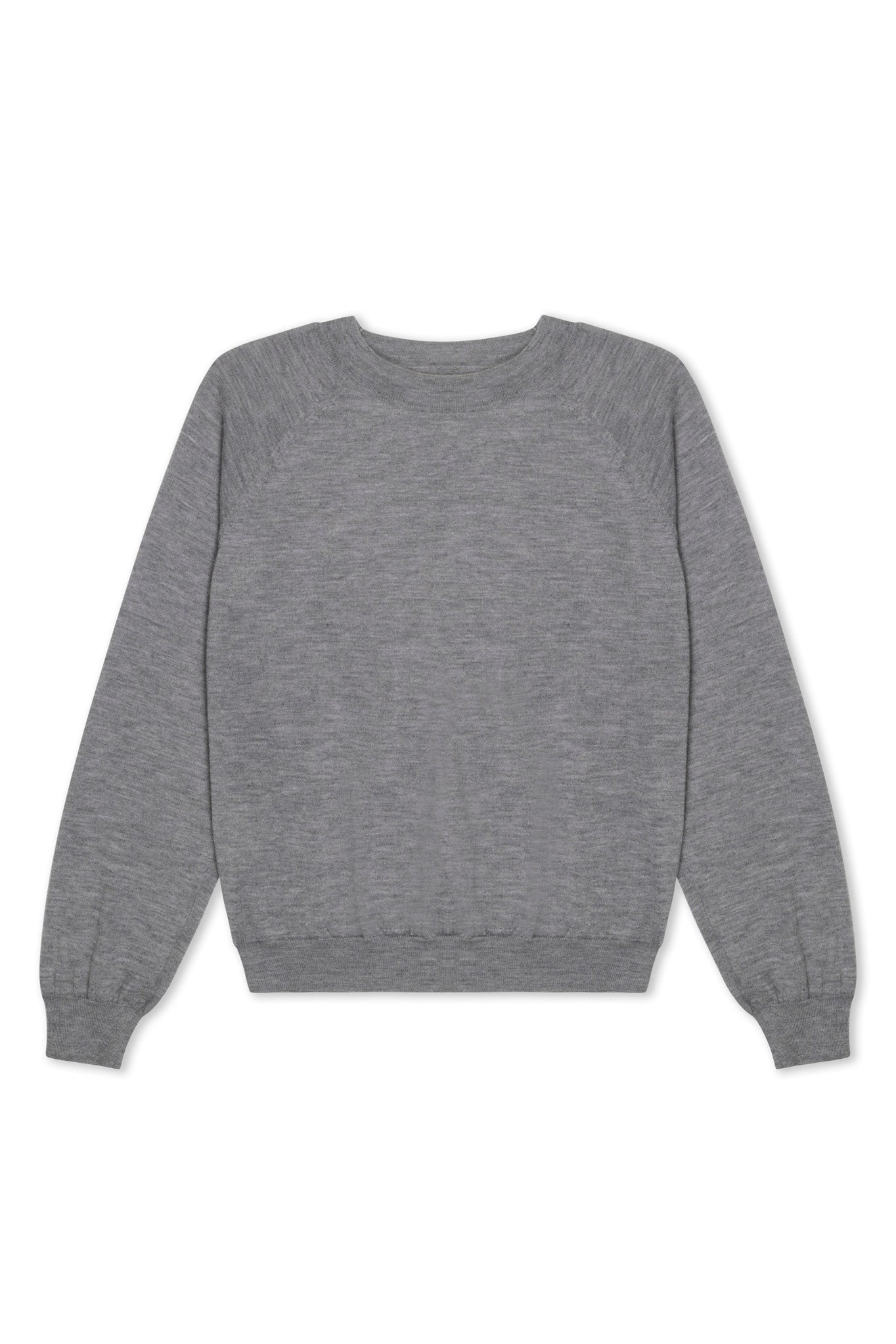GREY CASHMERE LONG SLEEVE RAGLAN SWEATER - 8