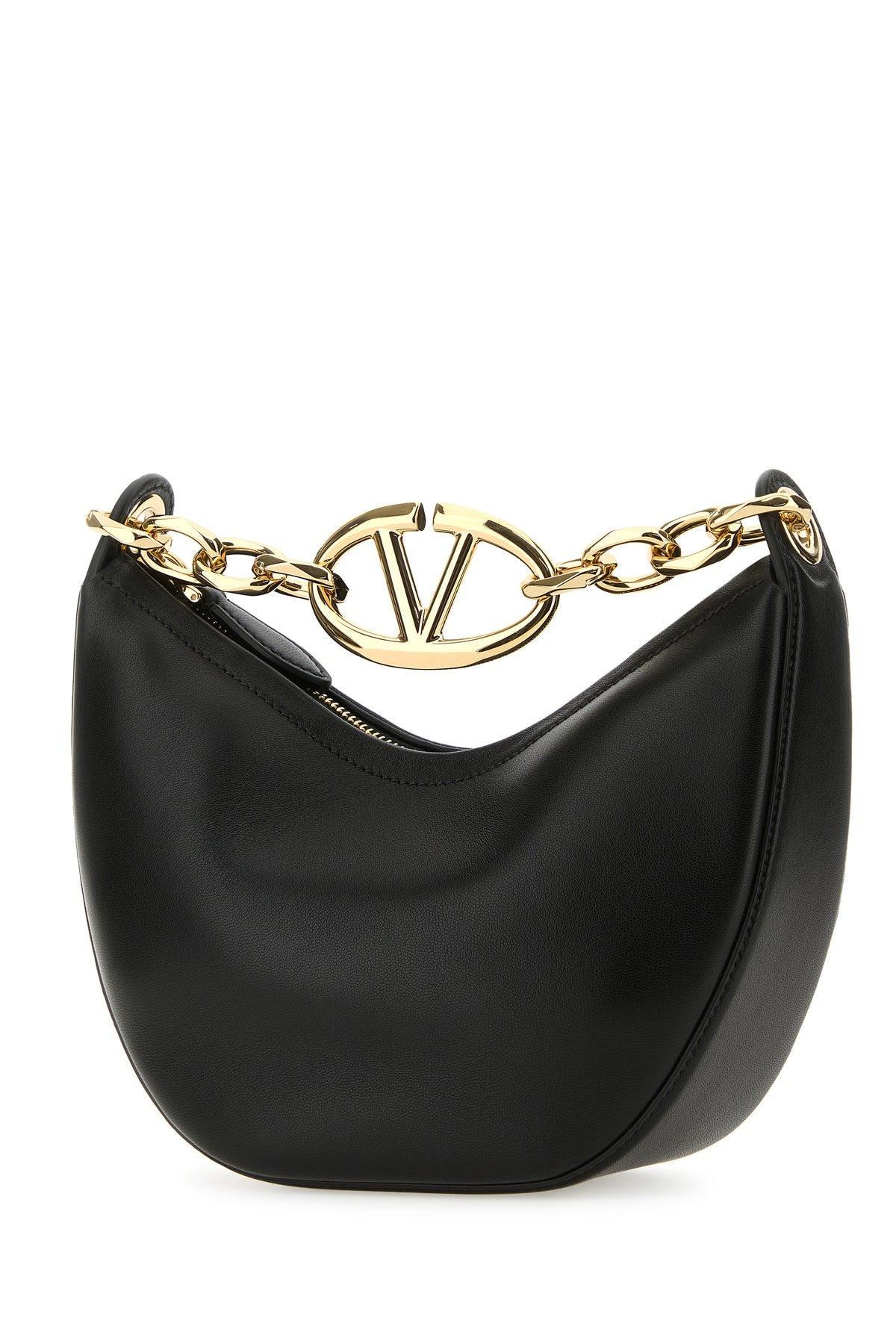 Black leather small Hobo VLogo Moon handbag - 2