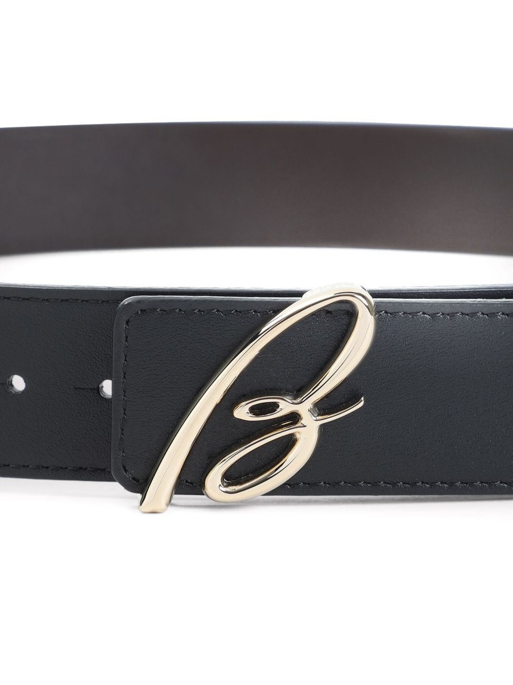 logo-plaque leather belt - 3