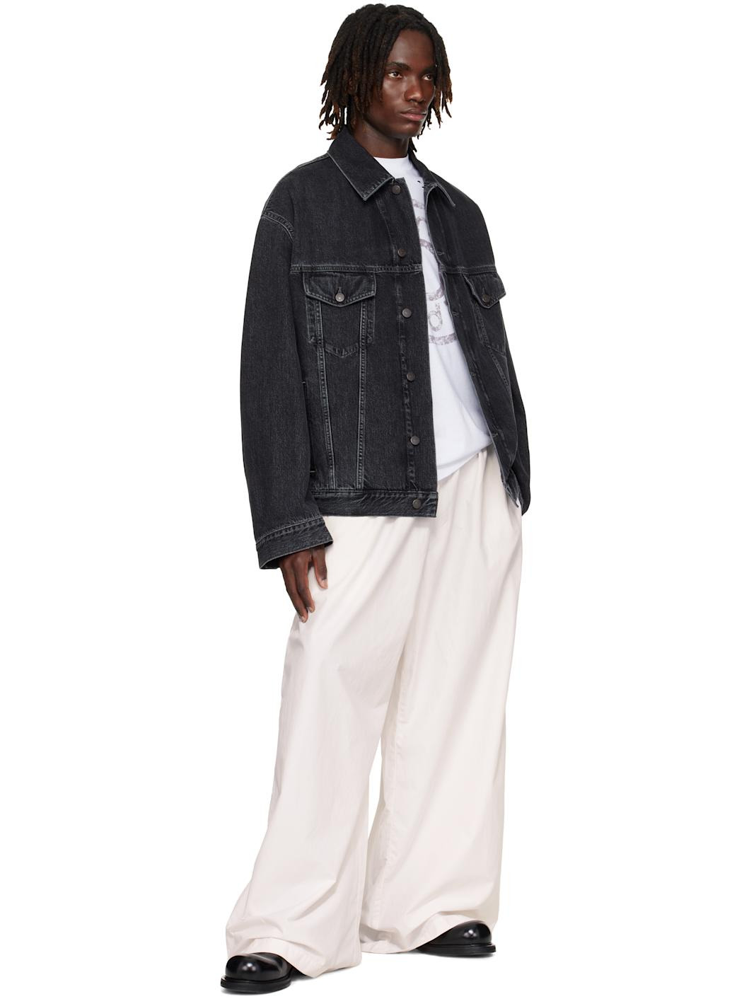 Black Relaxed-Fit Denim Jacket - 4