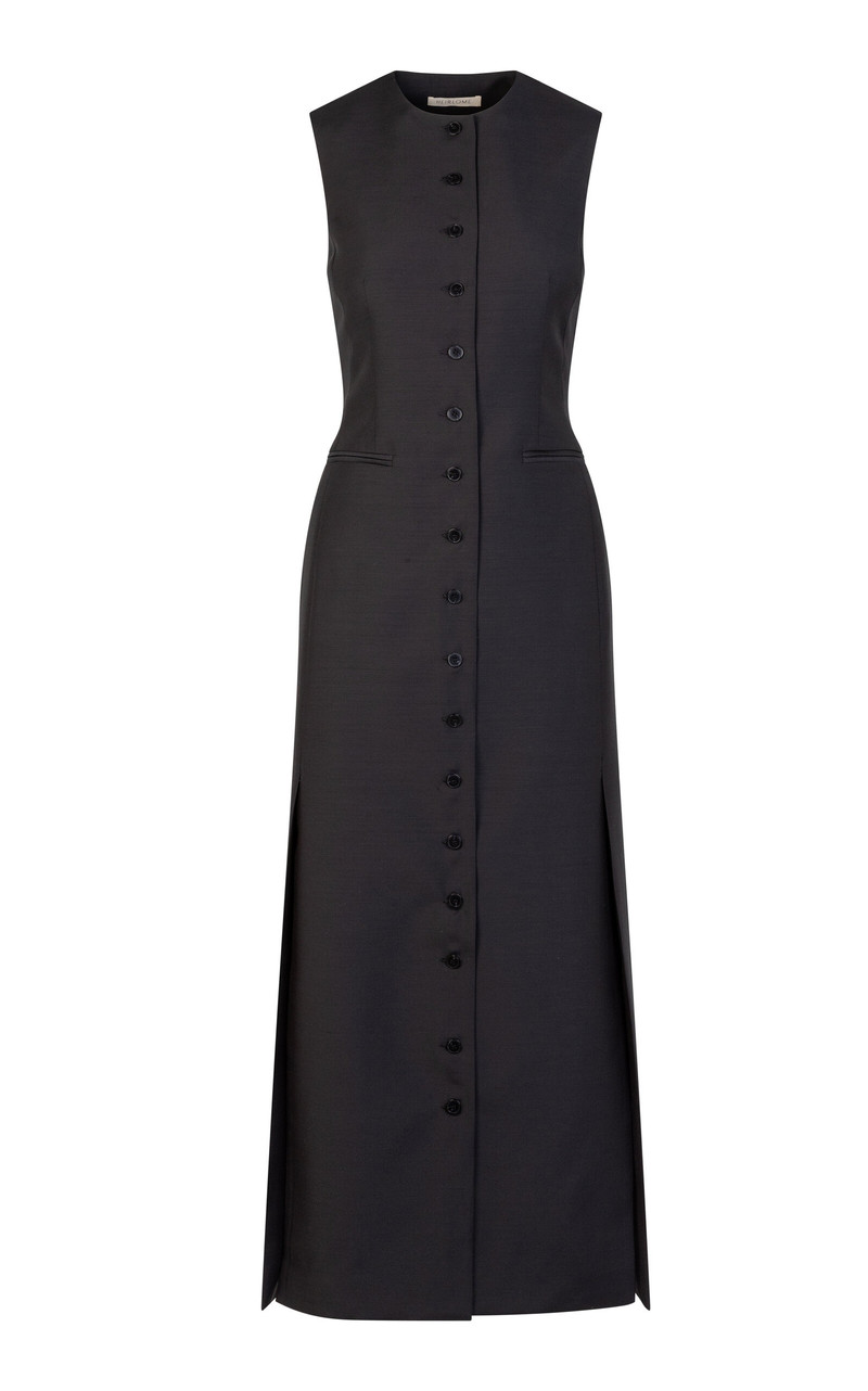 Pauline Pleated Wool-Silk Maxi Dress black 1