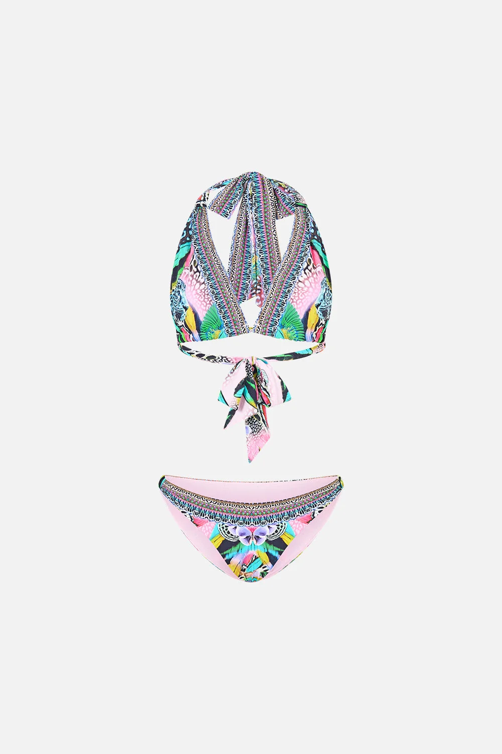FABRIC TAB HALTER NECK TIE BIKINI SET MILLAMORPHOSIS - 1