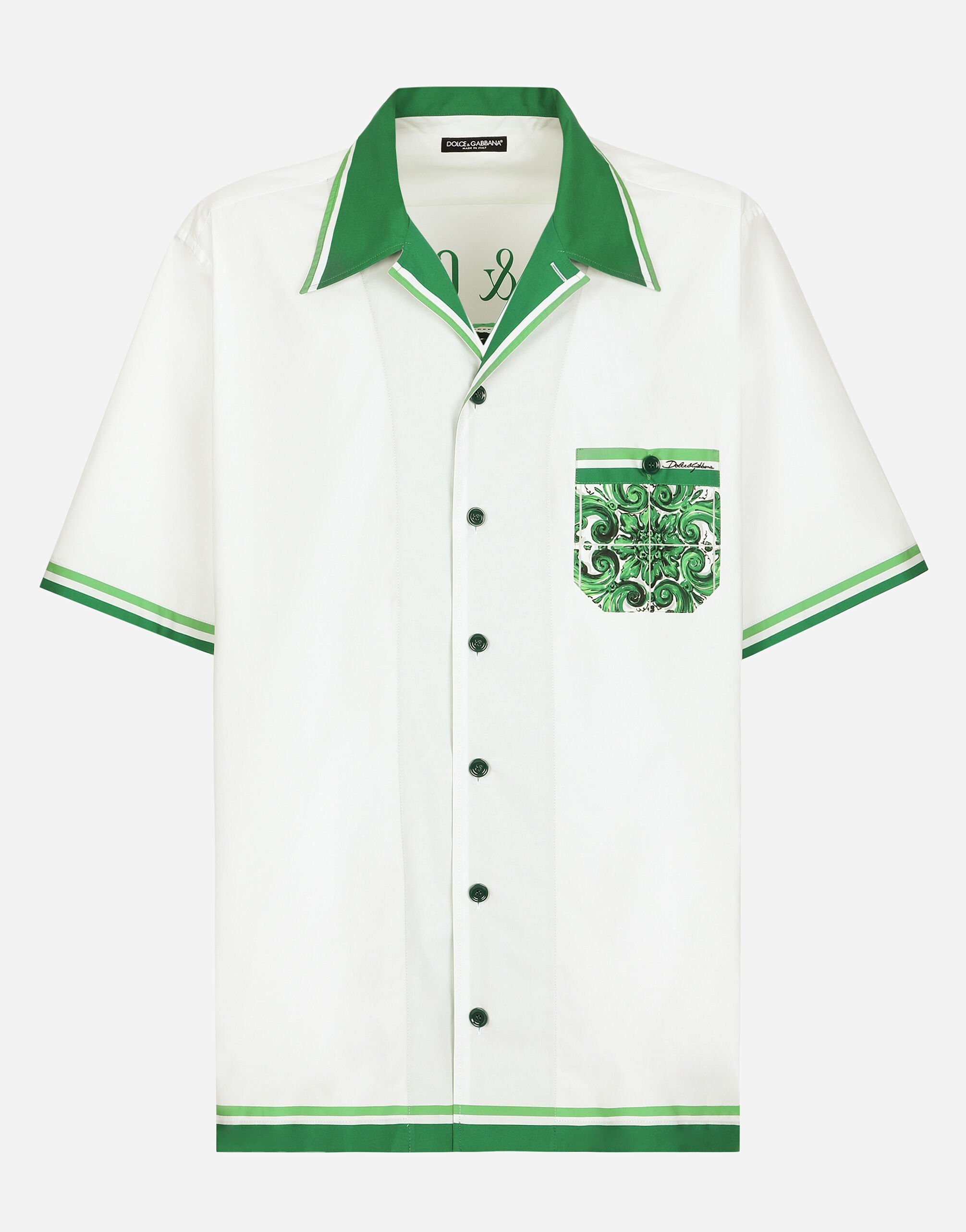 Poplin Hawaiian shirt with majolica print - 1