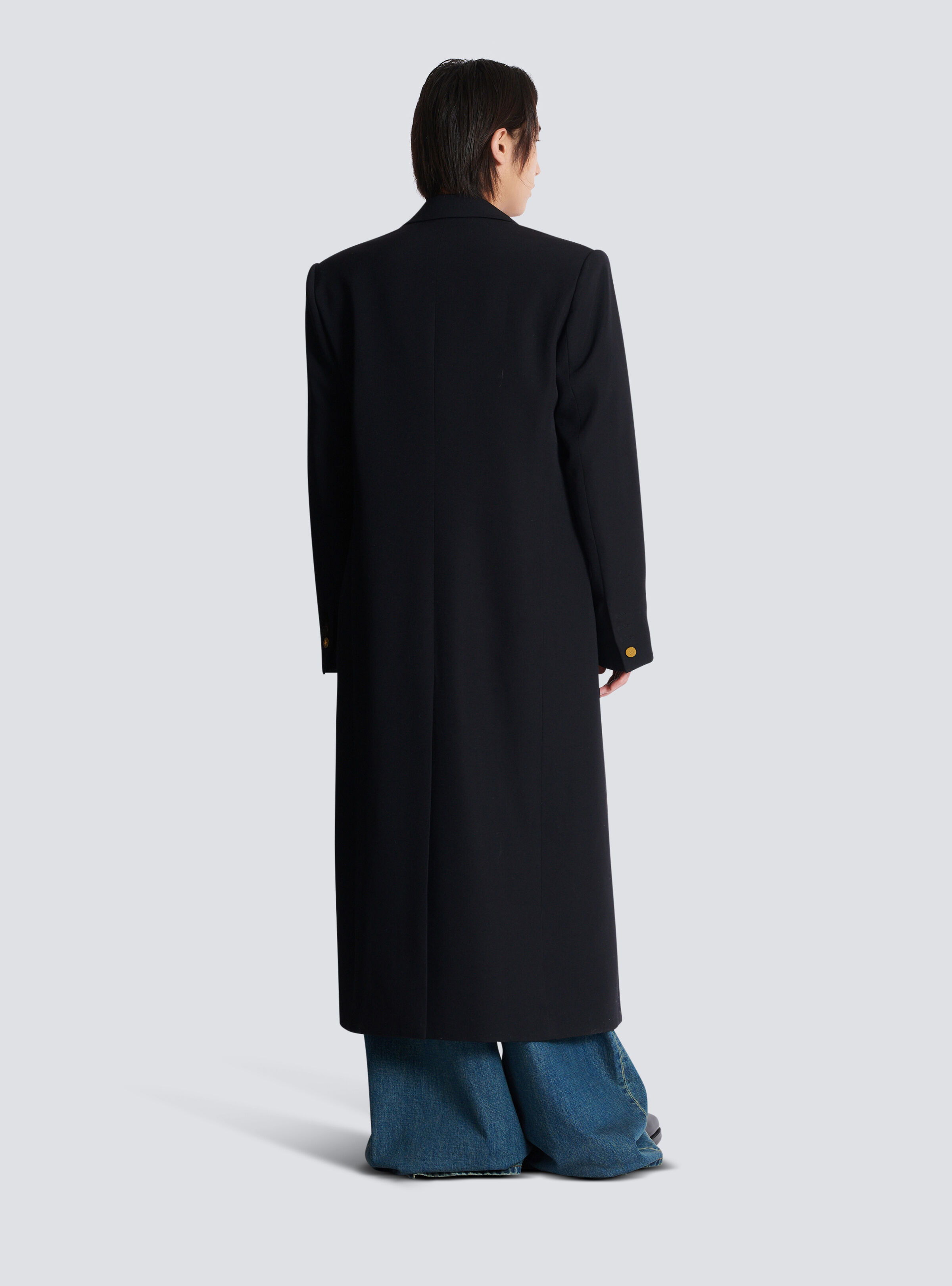 Long coat in grain de poudre wool - 4