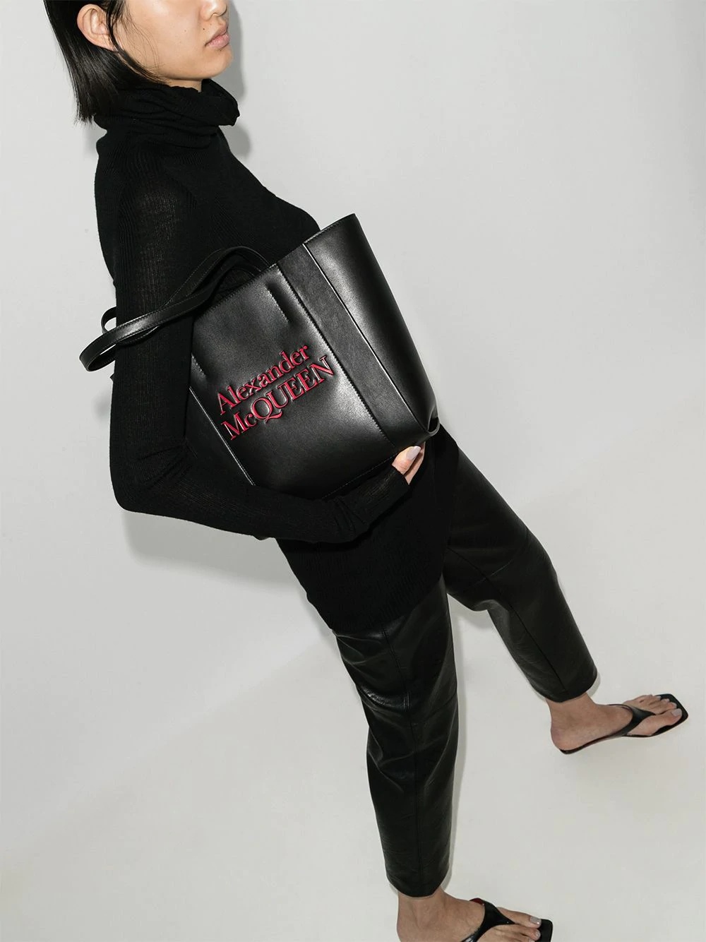 logo-print leather tote bag - 2