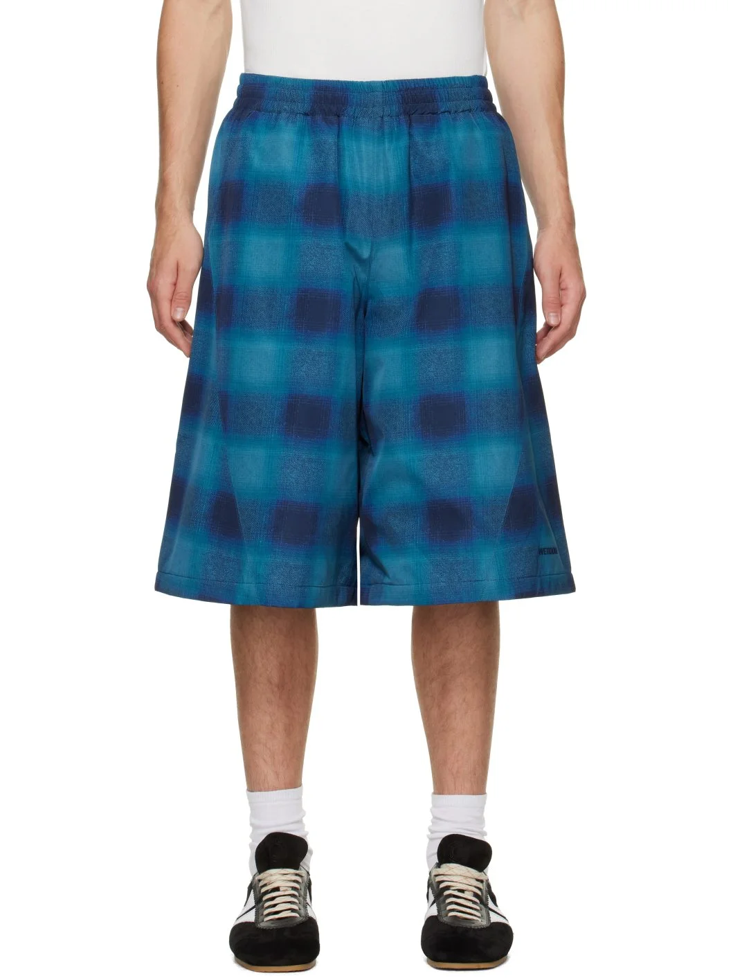 Blue Flannel Printed Bermuda Shorts - 1