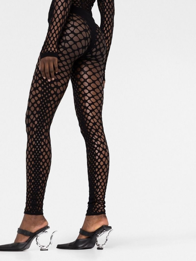 perforated mesh leggings - 5