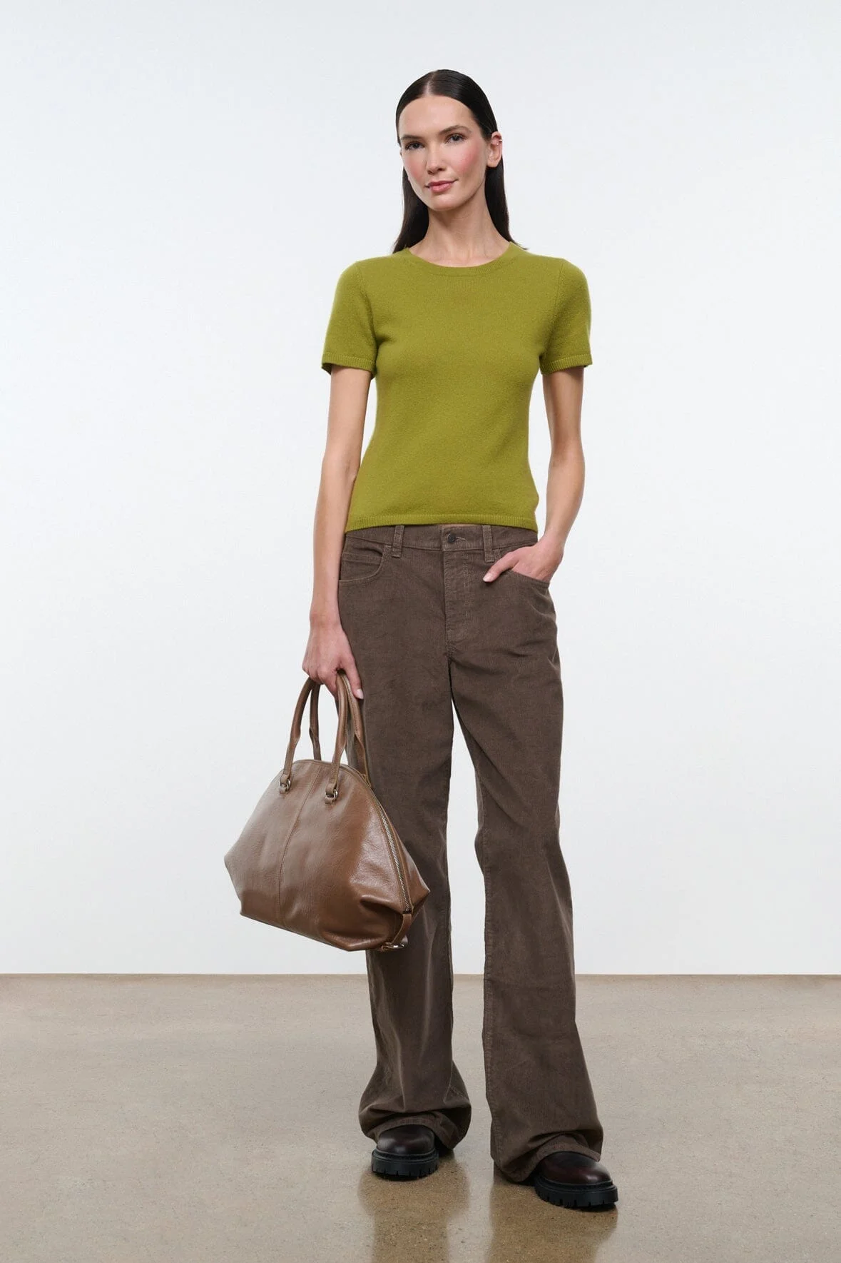 STAUD EASY CASHMERE TEE PEAR - 1