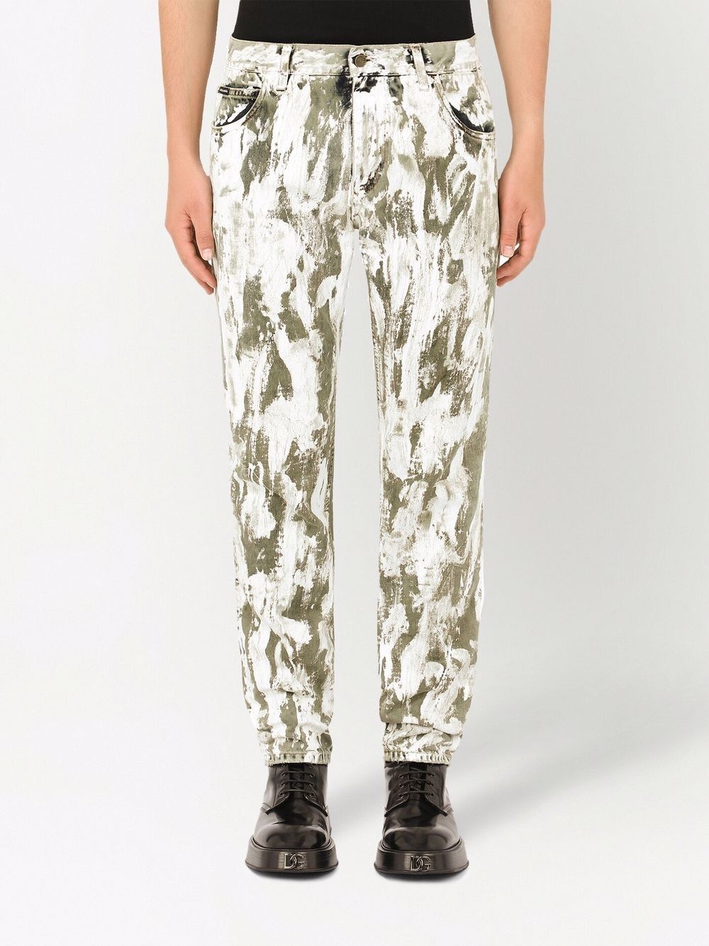 paint-print straight leg jeans - 3