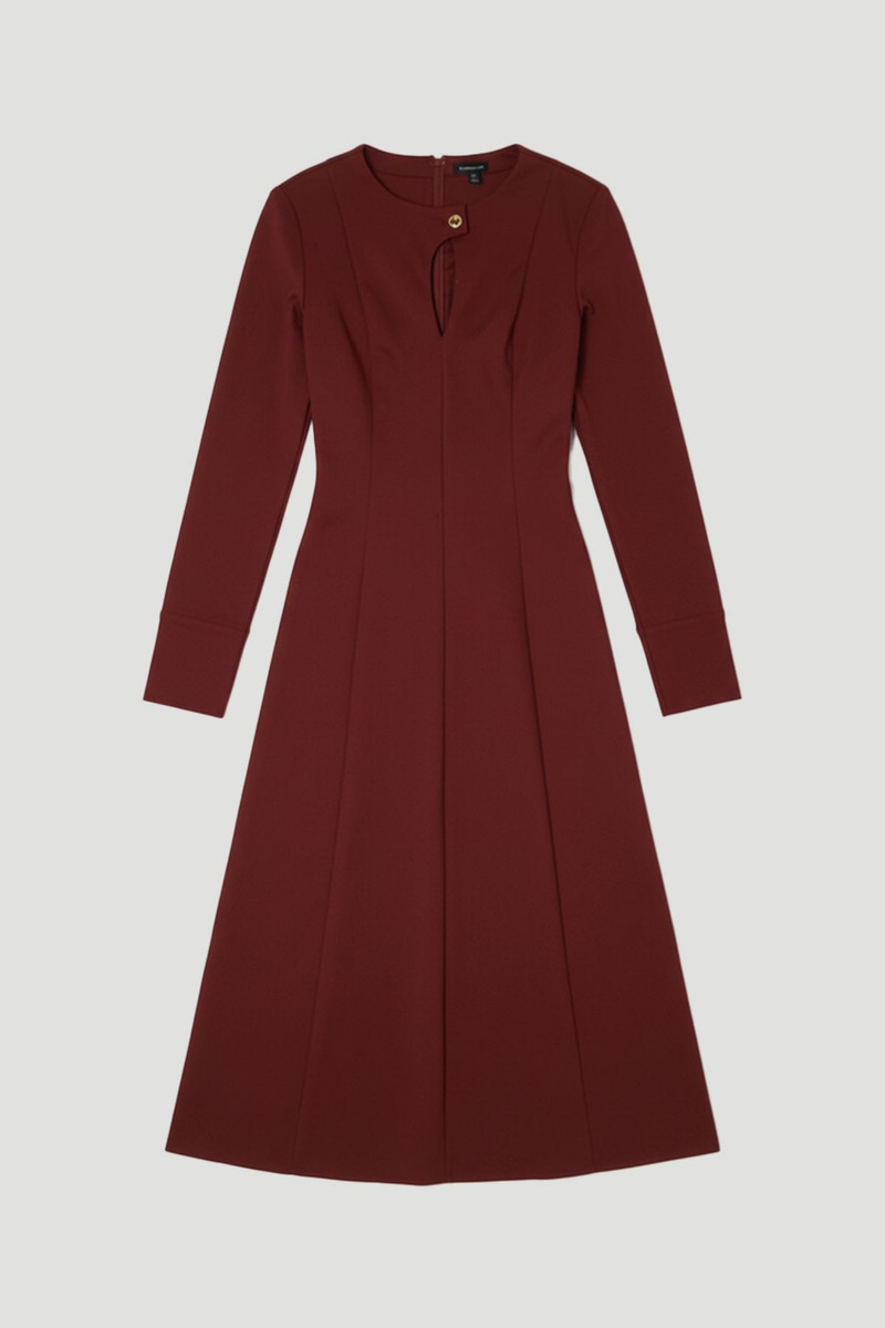 Plus Size Techno Keyhole Detail Long Sleeve Trim Detail Maxi Dress - 1
