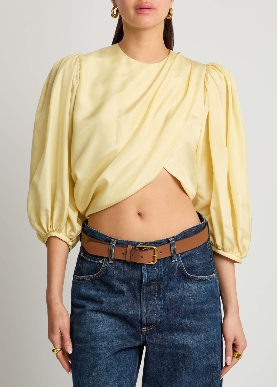 Chloe Draped Wrap-effect Silk Cropped Blouse - 2