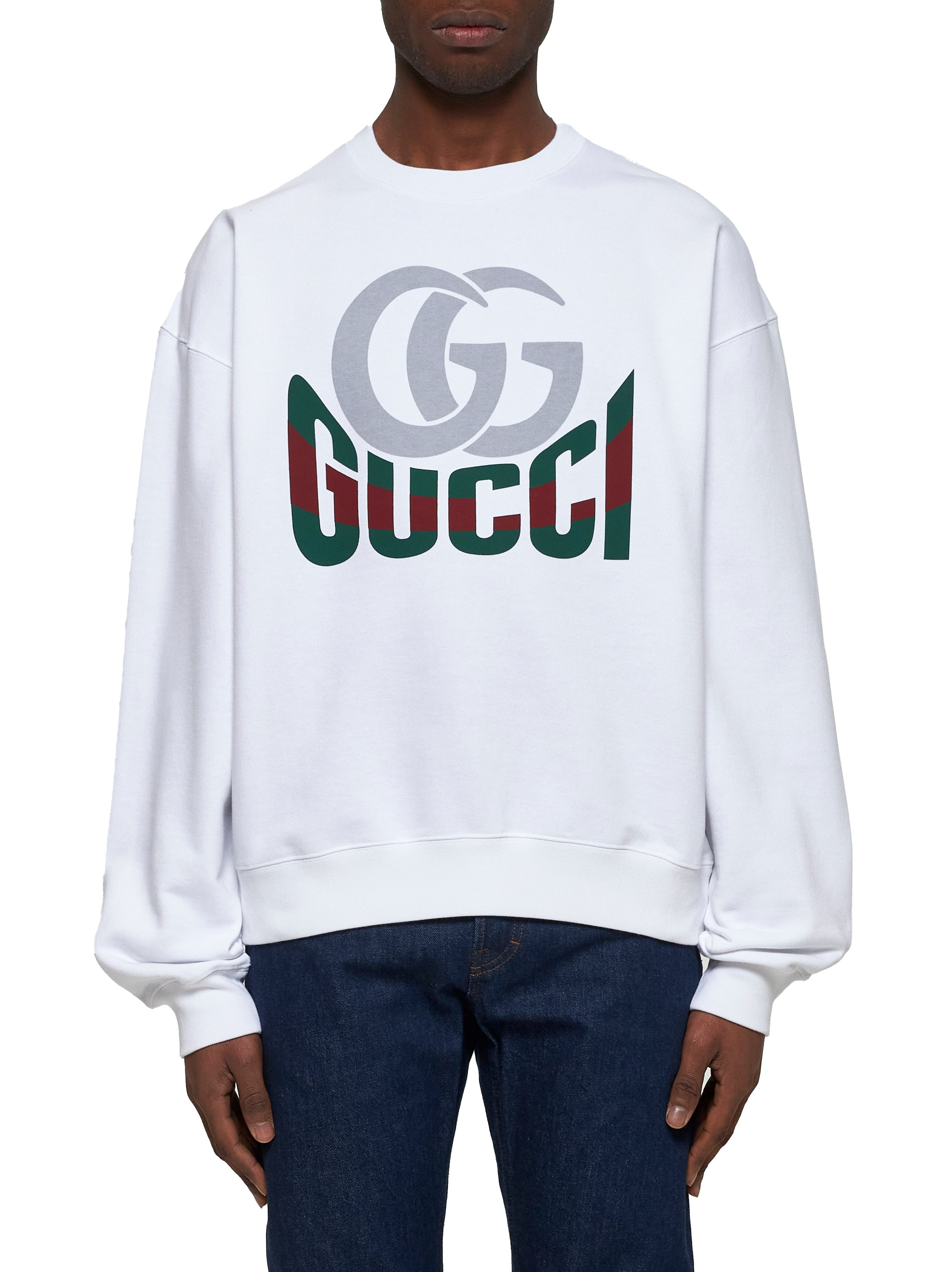 Gucci Men White Printed Jersey Sweatshirt - 2