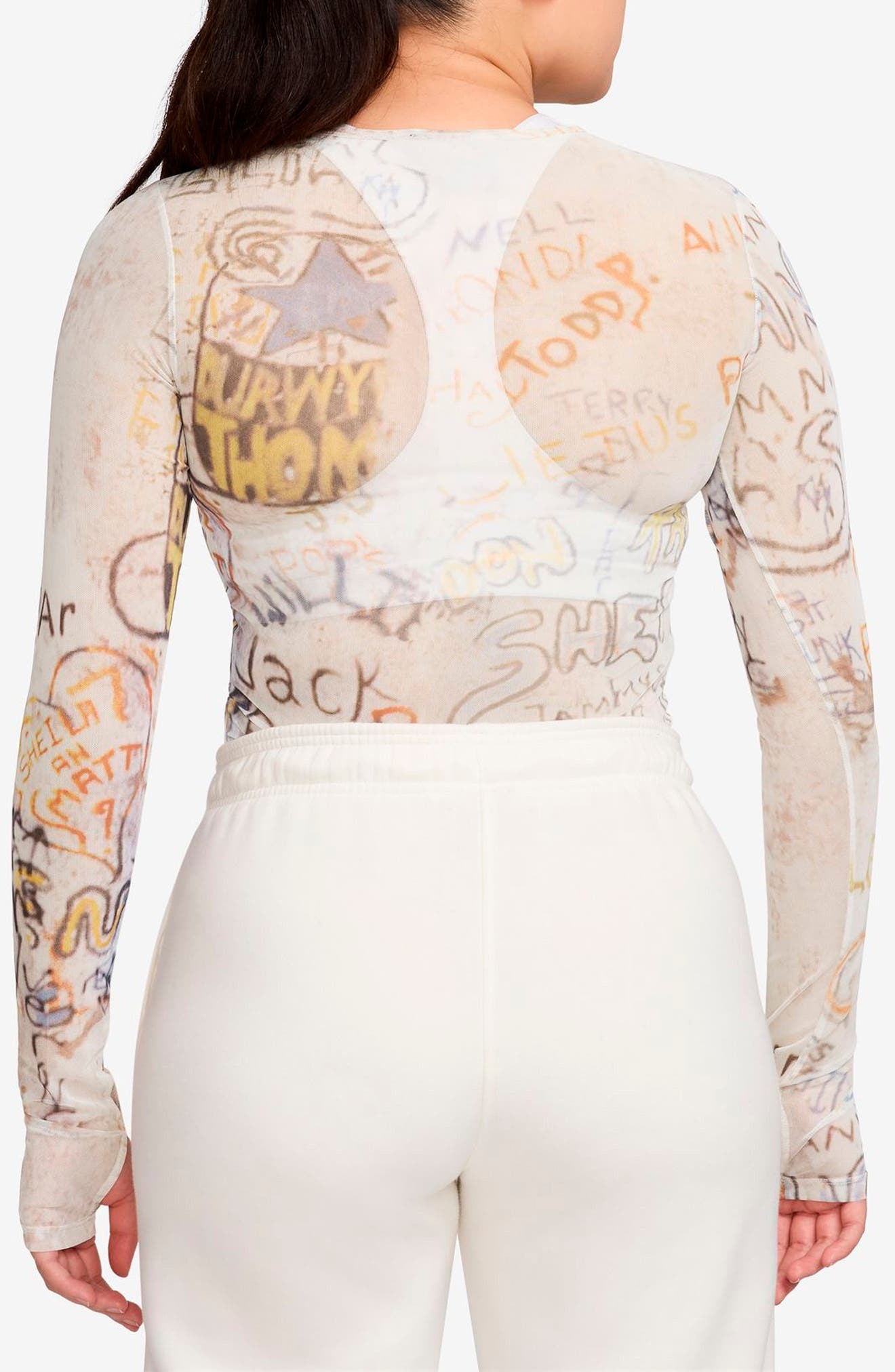 Jordan Print Sheer Long Sleeve Top in Sail at Nordstrom - 2