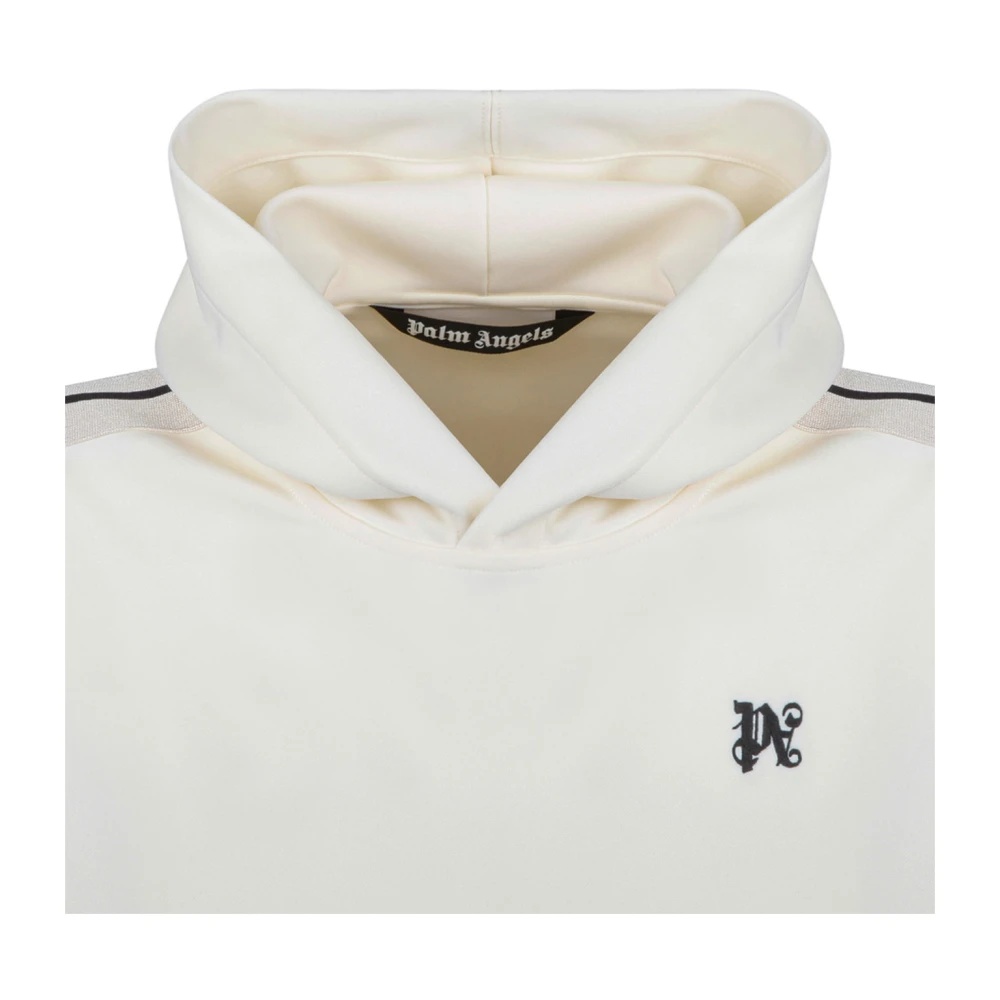 Palm Angels EMBROIDERED MONOGRAM WHITE HOODIE SWEATER