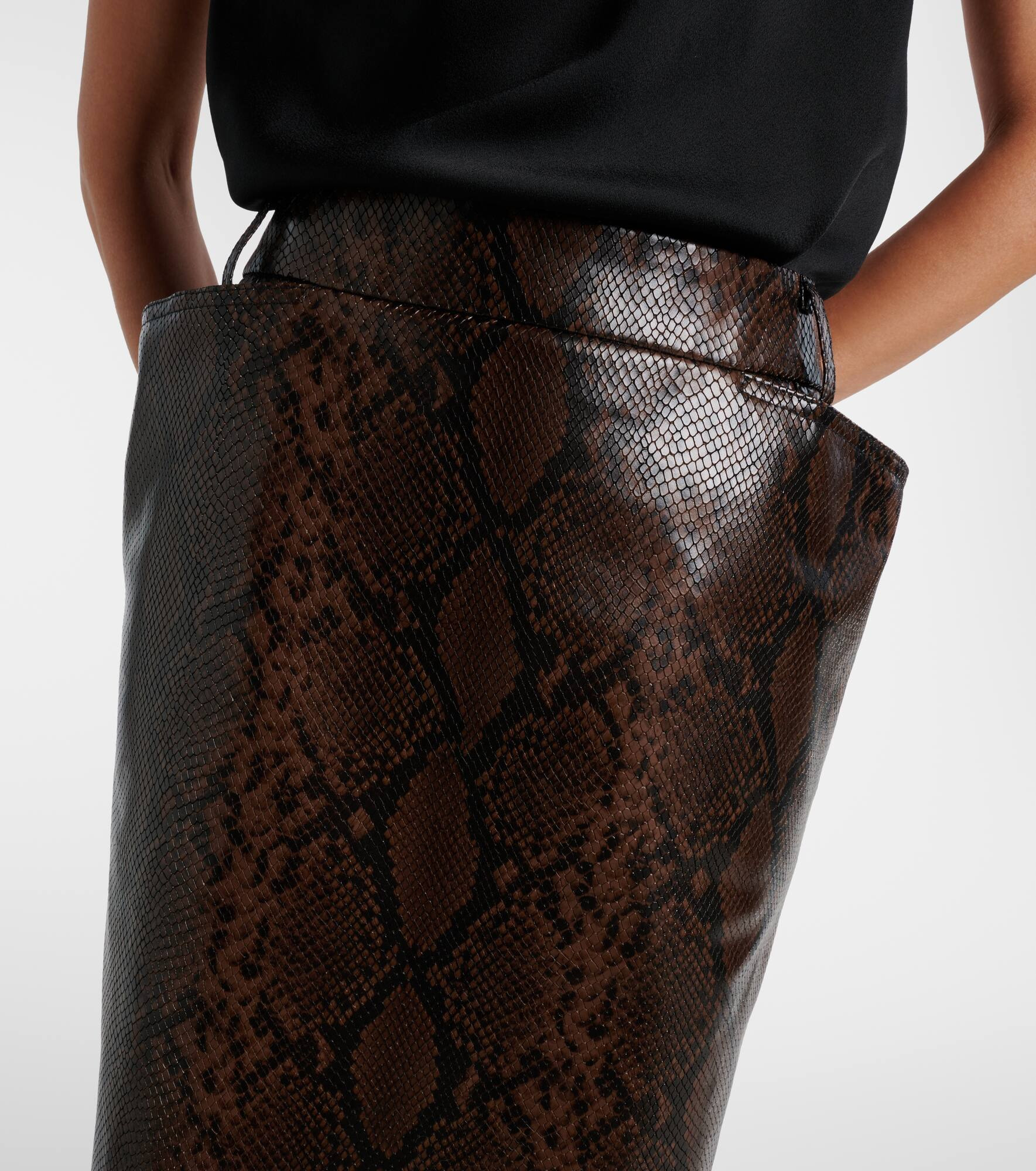 Snake-effect midi skirt - 4