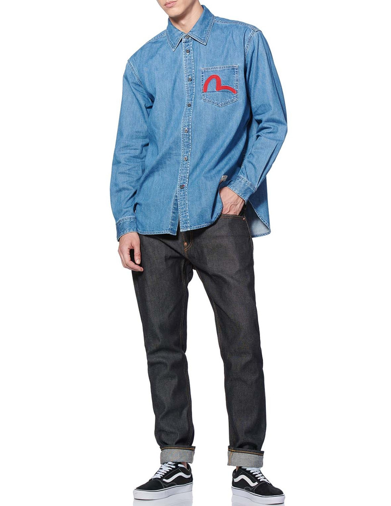 EVISU DARUMA, EBISU AND TIGER PRINTED DENIM SHIRT outlook