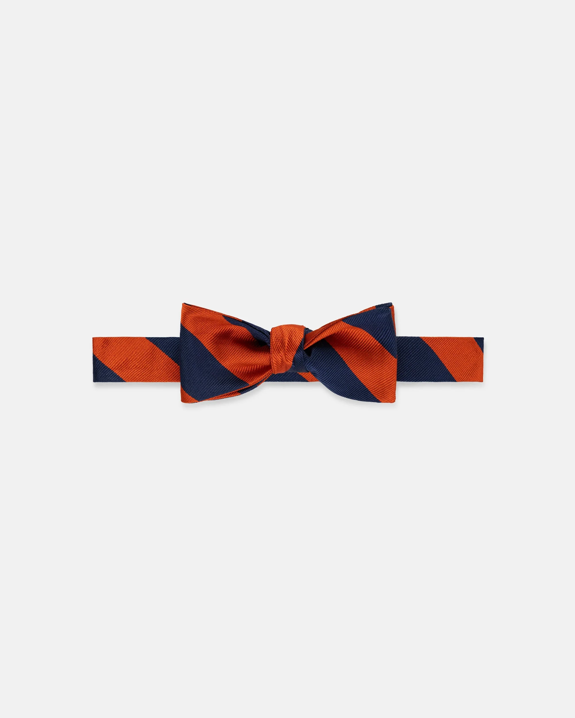 MADE-IN-USA NAVY & ORANGE GUARD STRIPE SILK REPP BOW TIE - 1