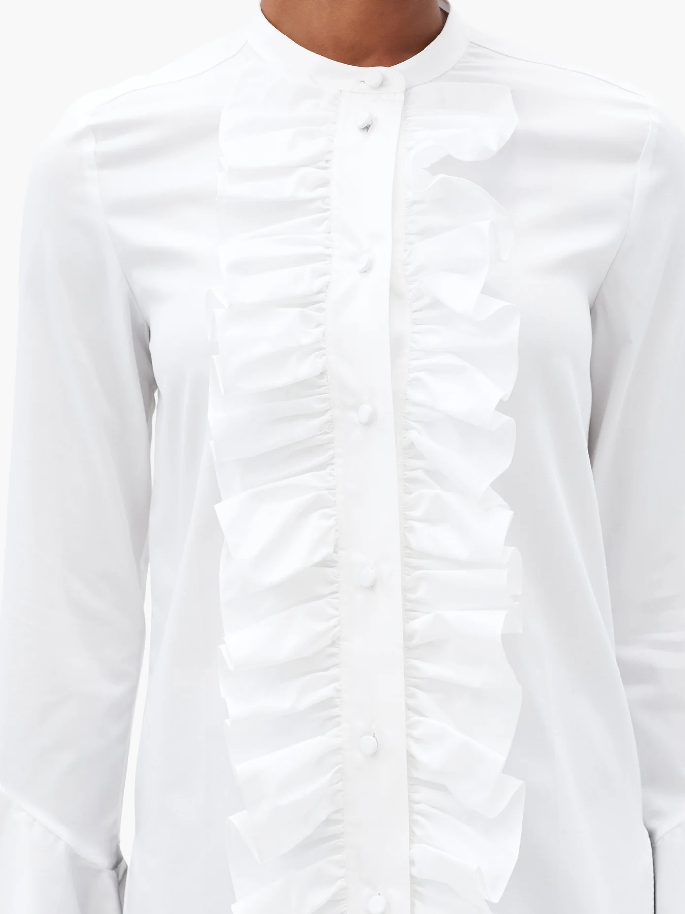 Keith trumpet-sleeve ruffled cotton-poplin blouse - 3