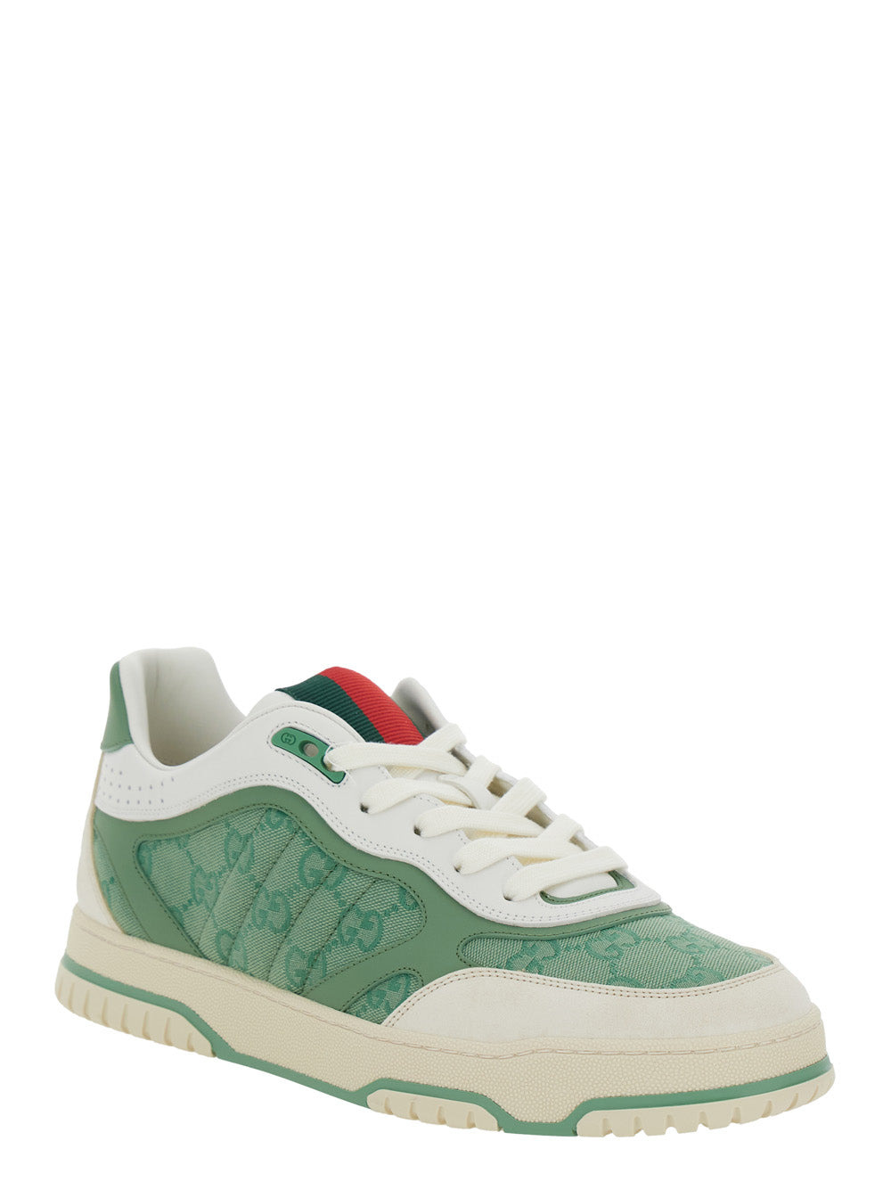Gucci Men 'Gucci Re-Web' Green Low Top Sneaker With Gg Motif On The Side In Leather Man - 2