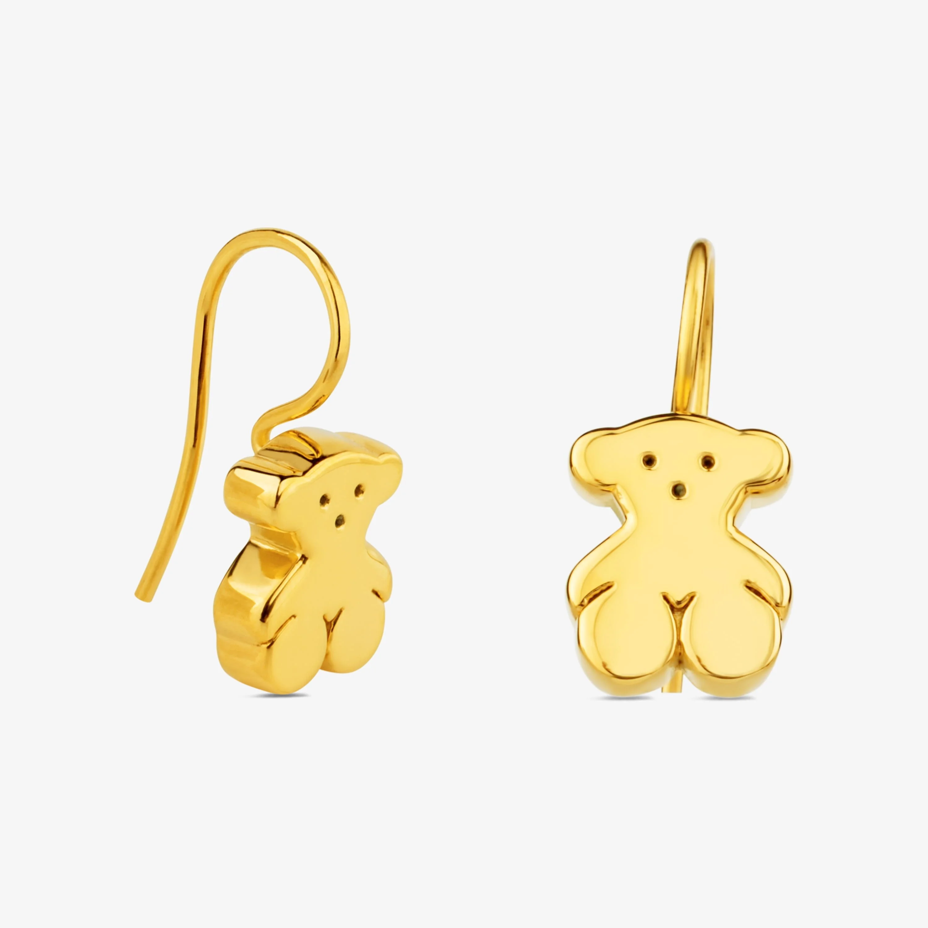 18K solid gold Sweet Dolls Earrings with Bear motif. Hook back. - 1
